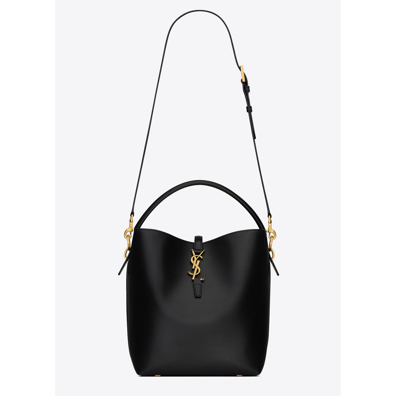 SAINT LAURENT Le 37 Shiny Leather Bucket Bag