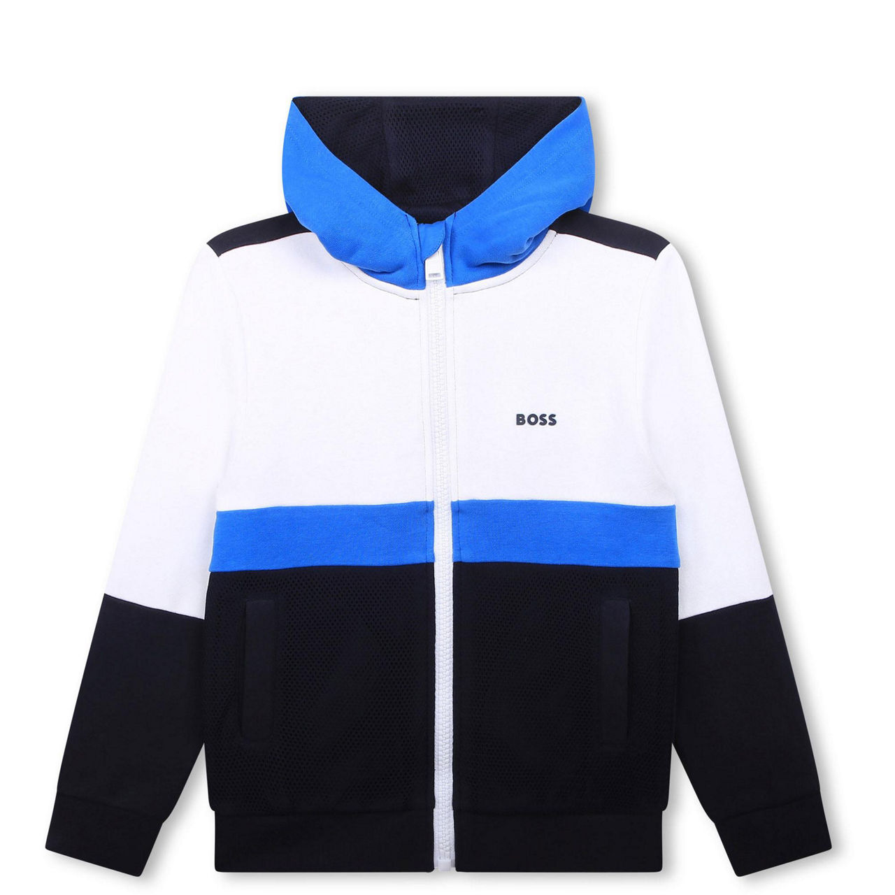 Boss Boys Black Monogram Logo Zip-Up Top-12 Years