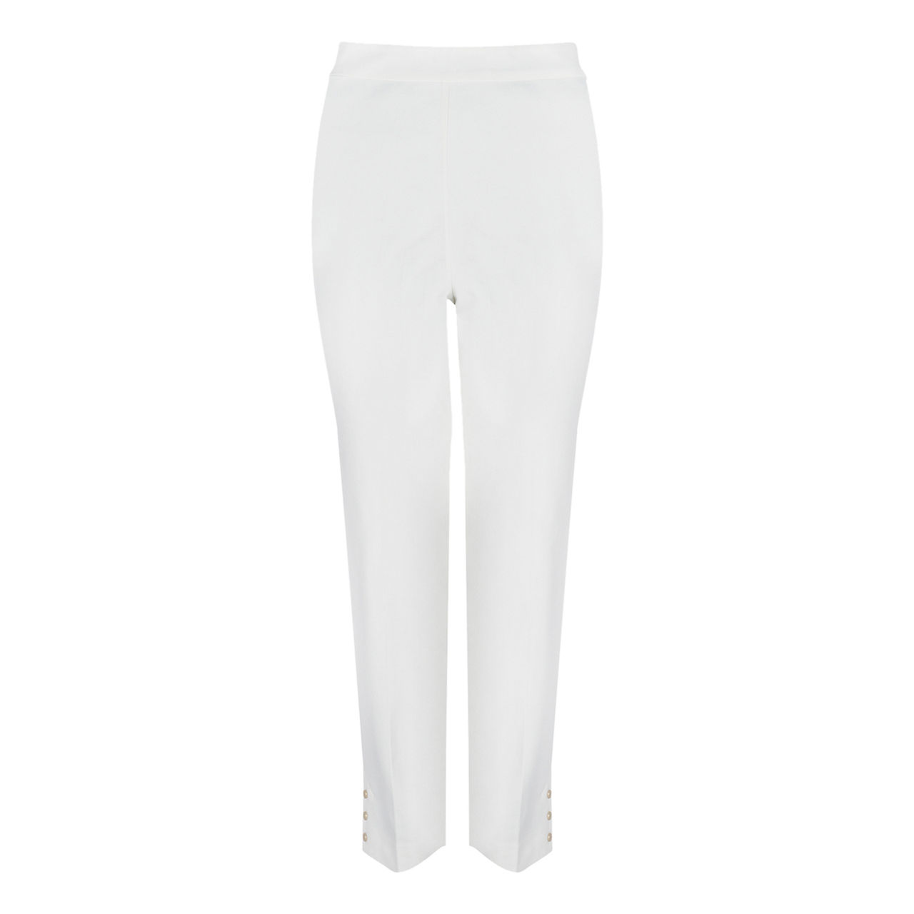 Mint Velvet White Popper Capri Trousers, White, 6R