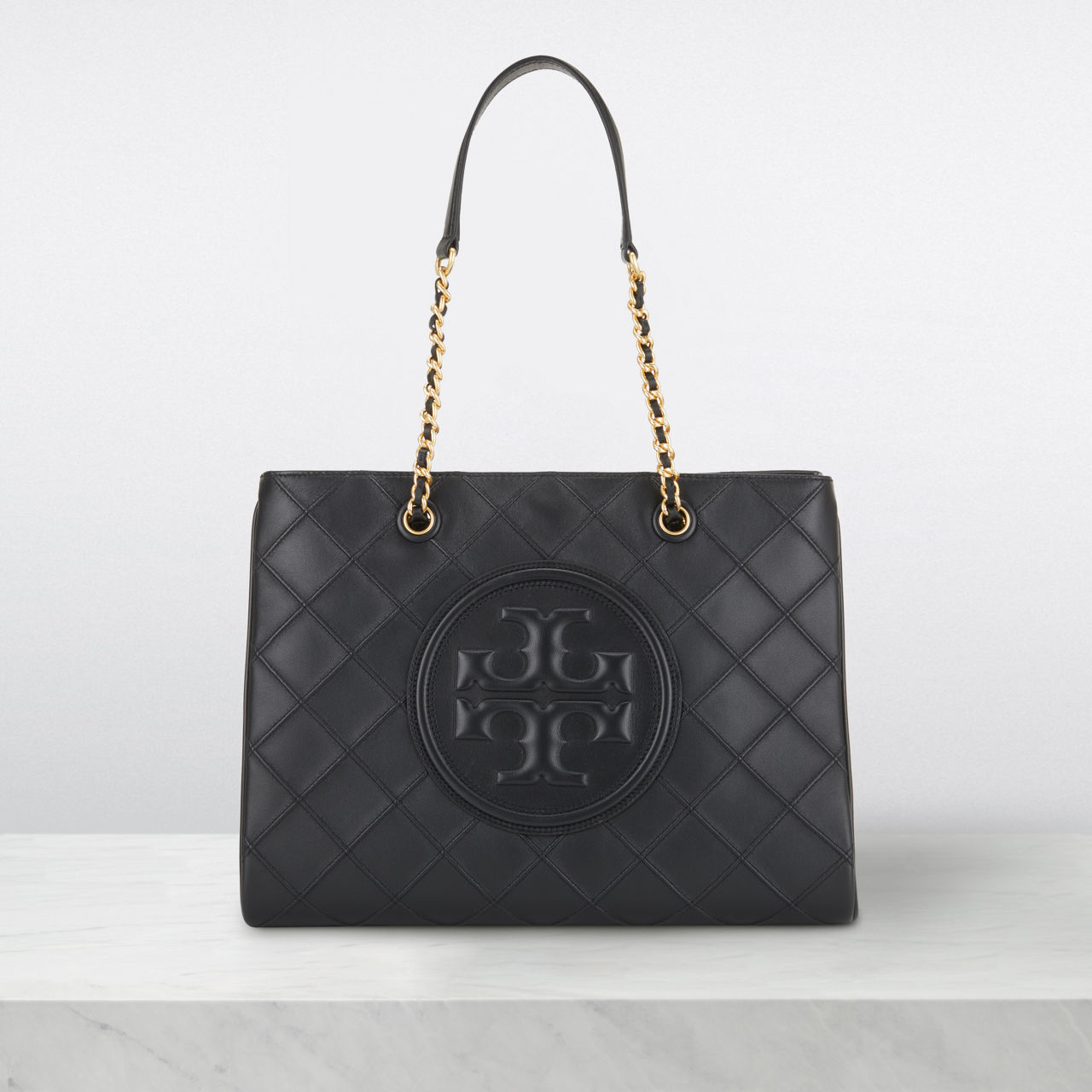 TORY BURCH Fleming Quilted Tote Bag Black