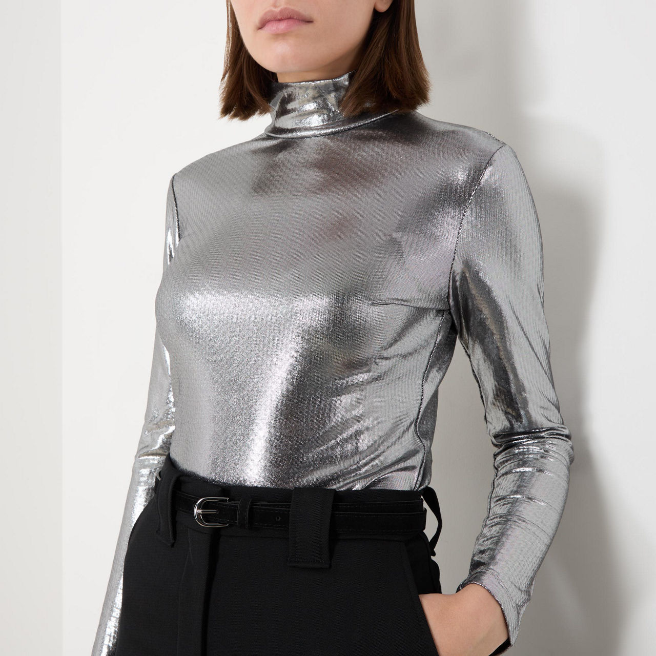 Metallic turtleneck hot sale