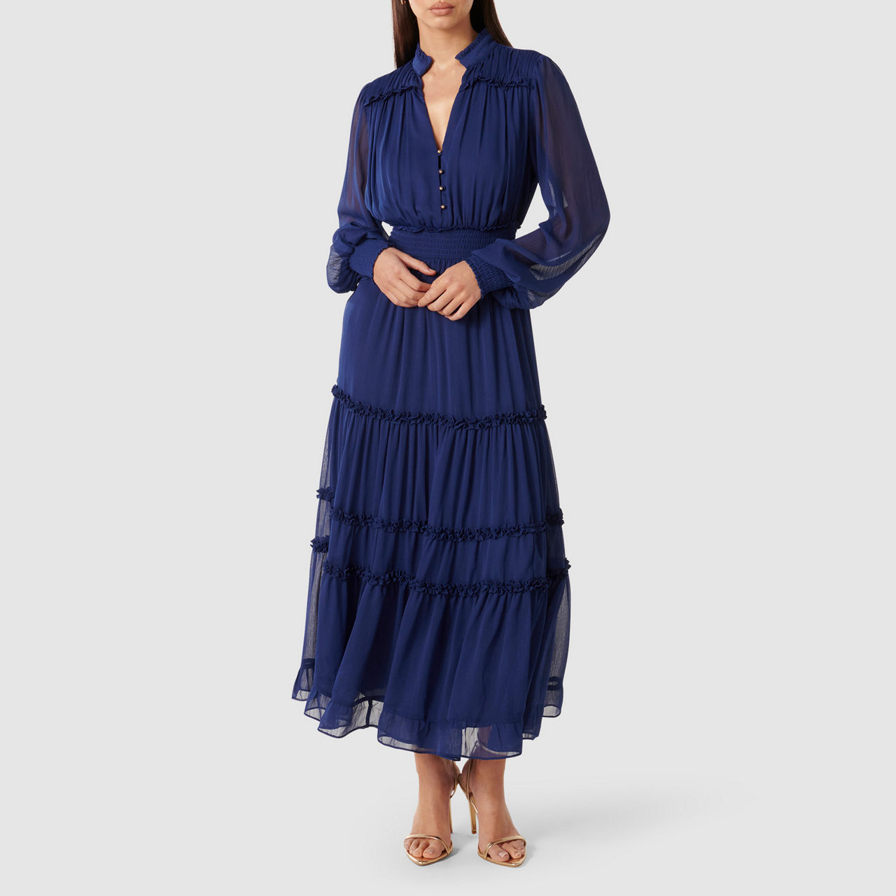 Gabrielle Ruffled Midi Dress