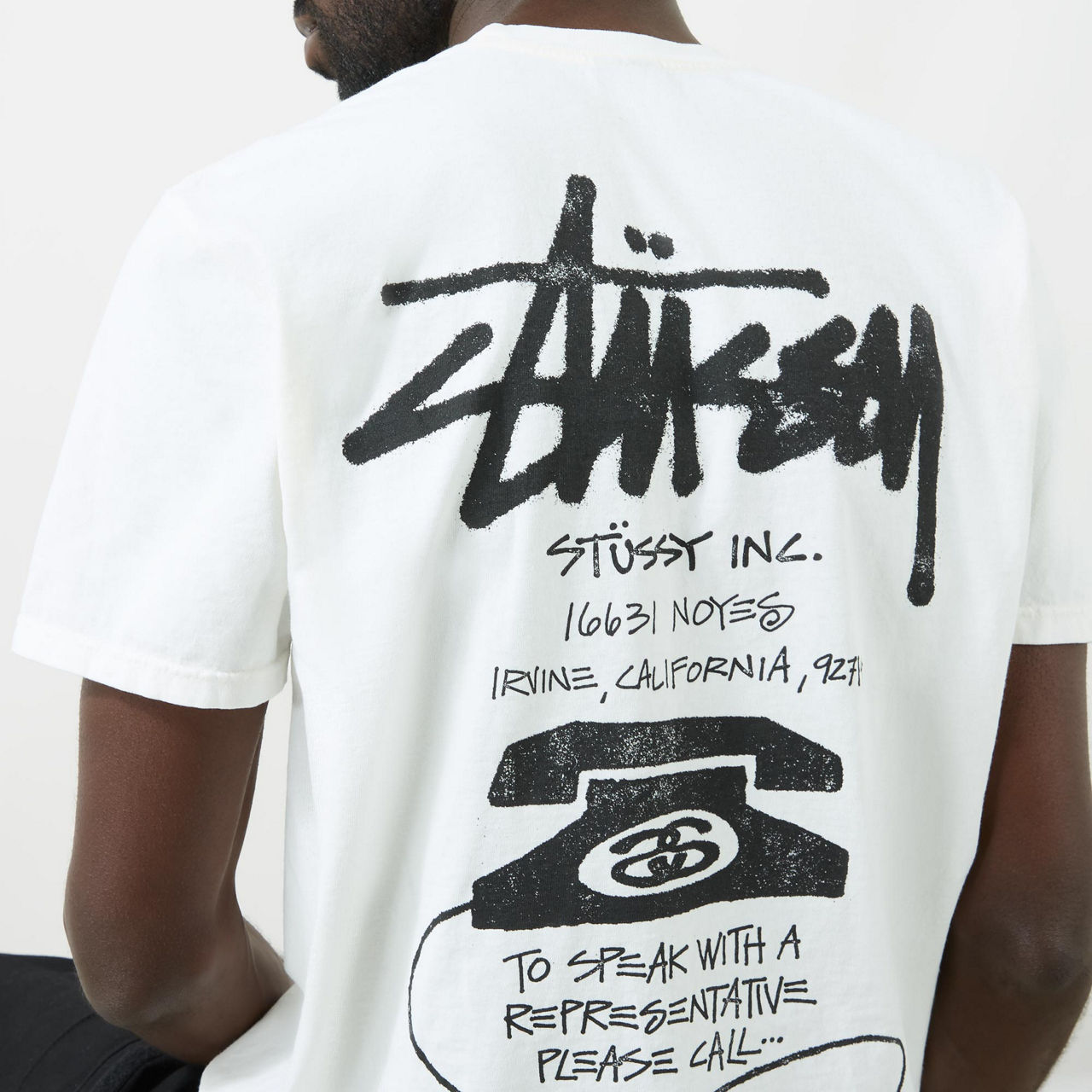 STUSSY Old Phone Pigment-Dyed T-Shirt - Natural