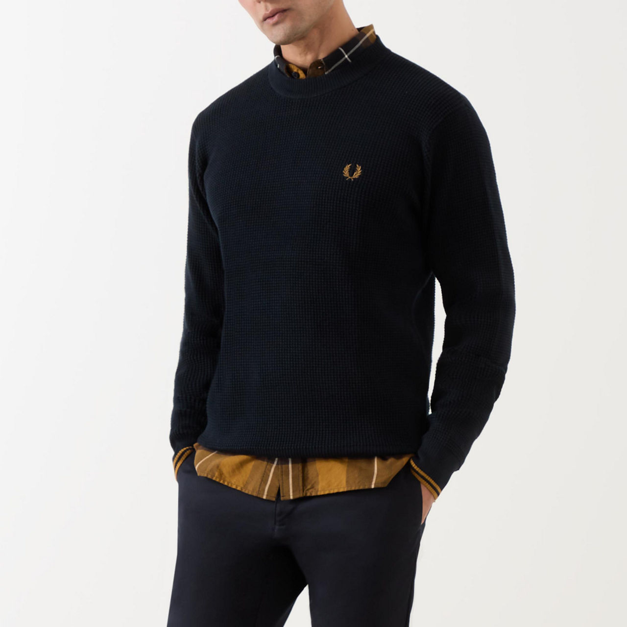 Fred perry waffle crew neck jumper sale