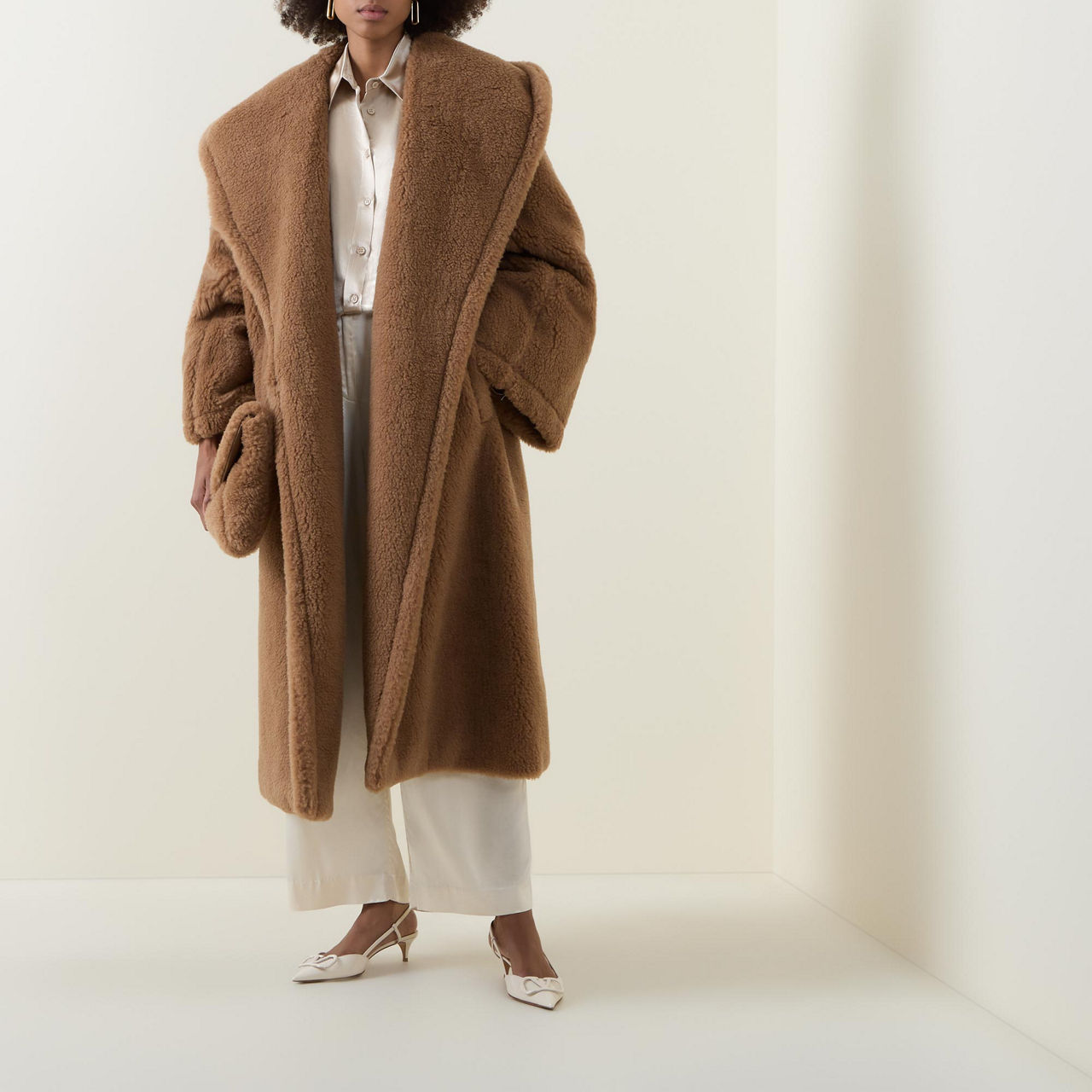 MAX MARA Apogeo Teddy Oversized Hooded Wool Blend Coat