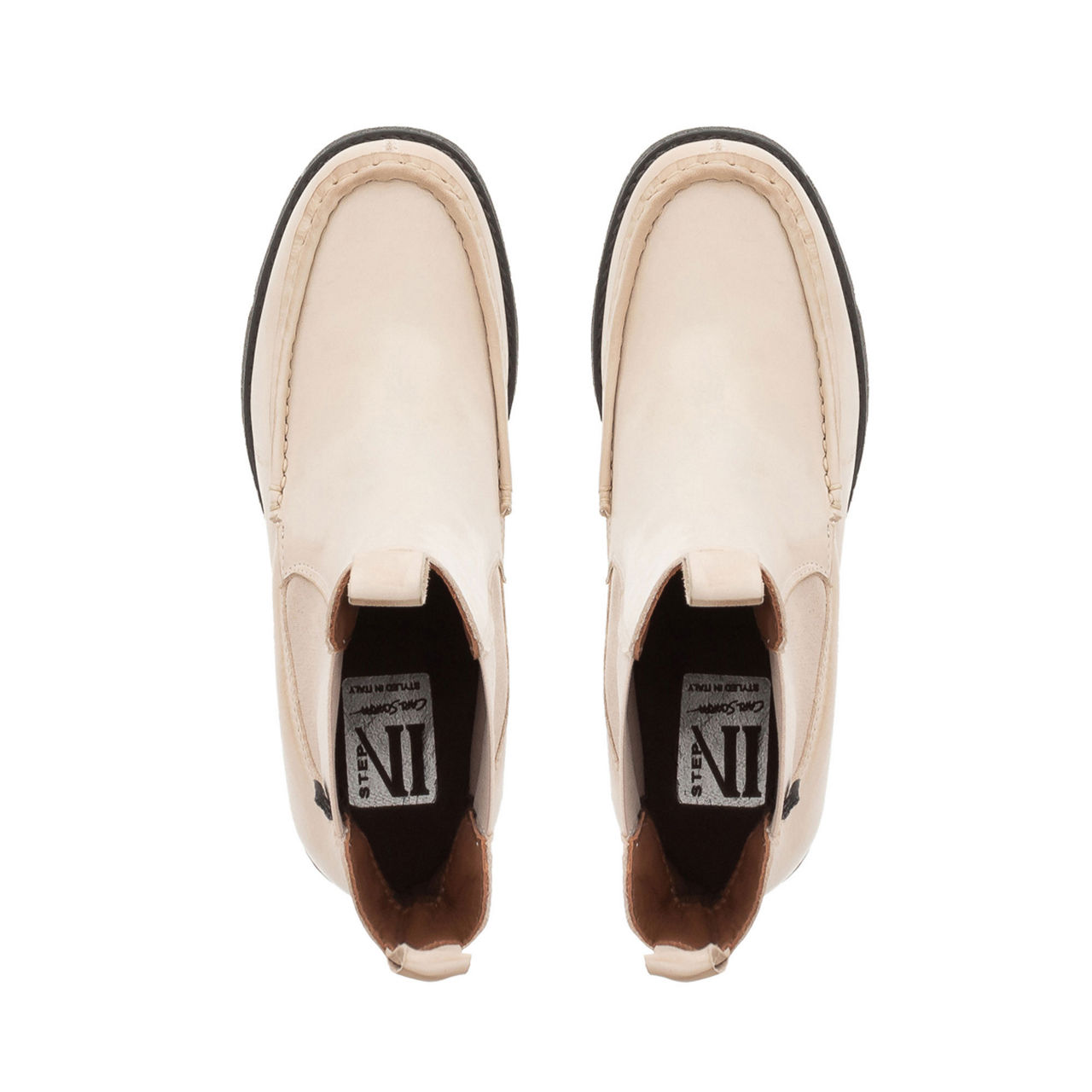 CARL SCARPA Broletto Off White Leather Chelsea Boots
