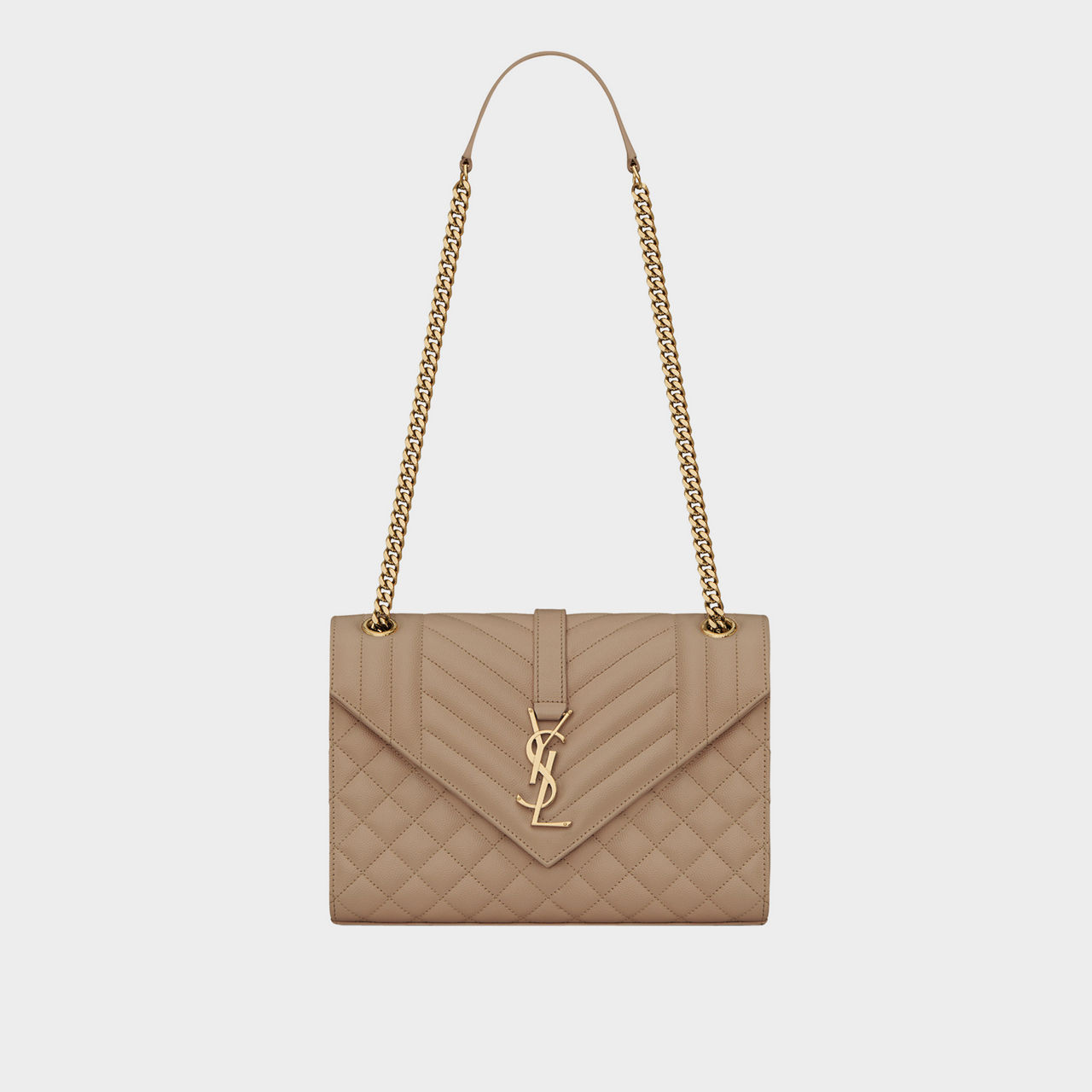 Envelope large bag in grain de poudre embossed online leather