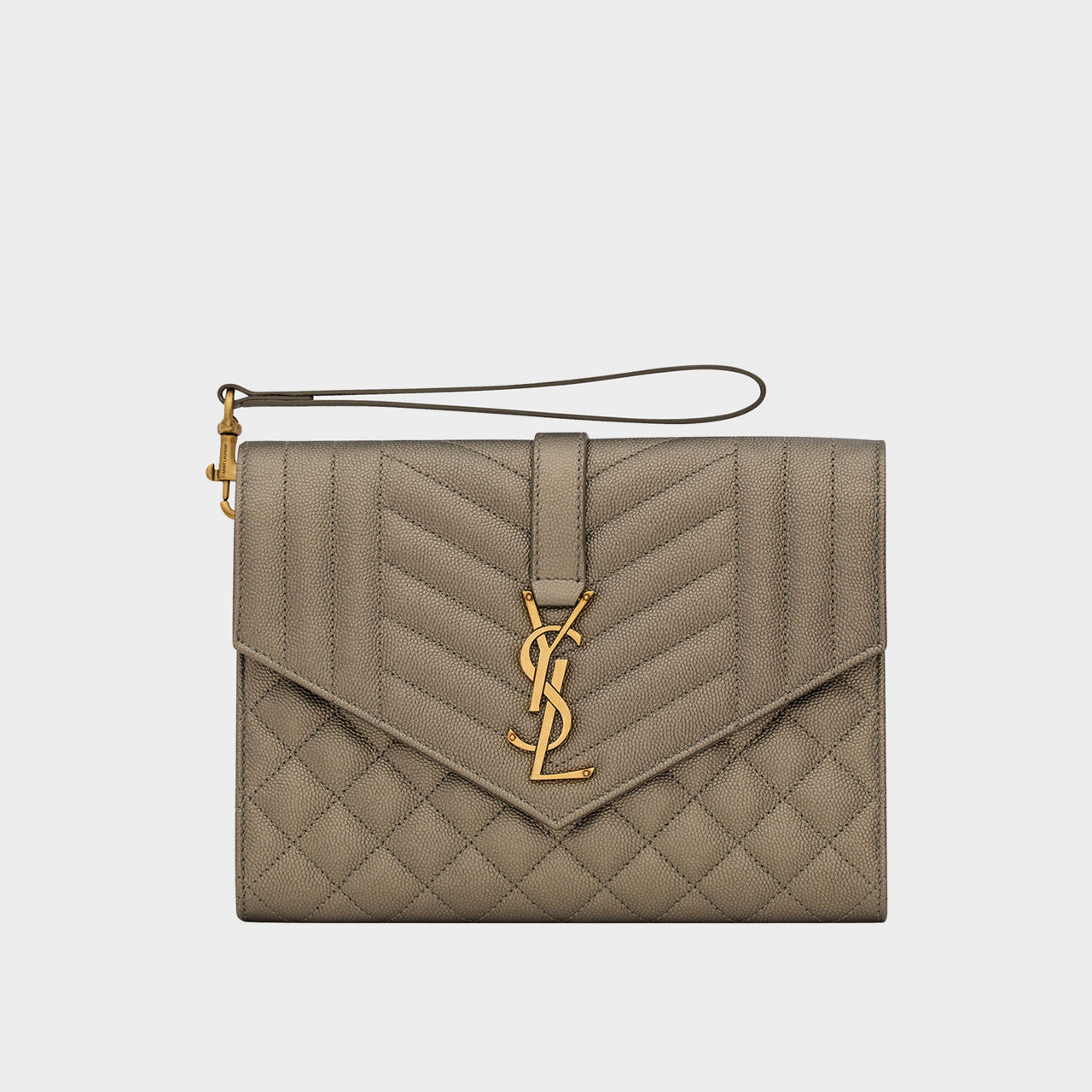 SAINT LAURENT Monogram Matelasse Leather Clutch