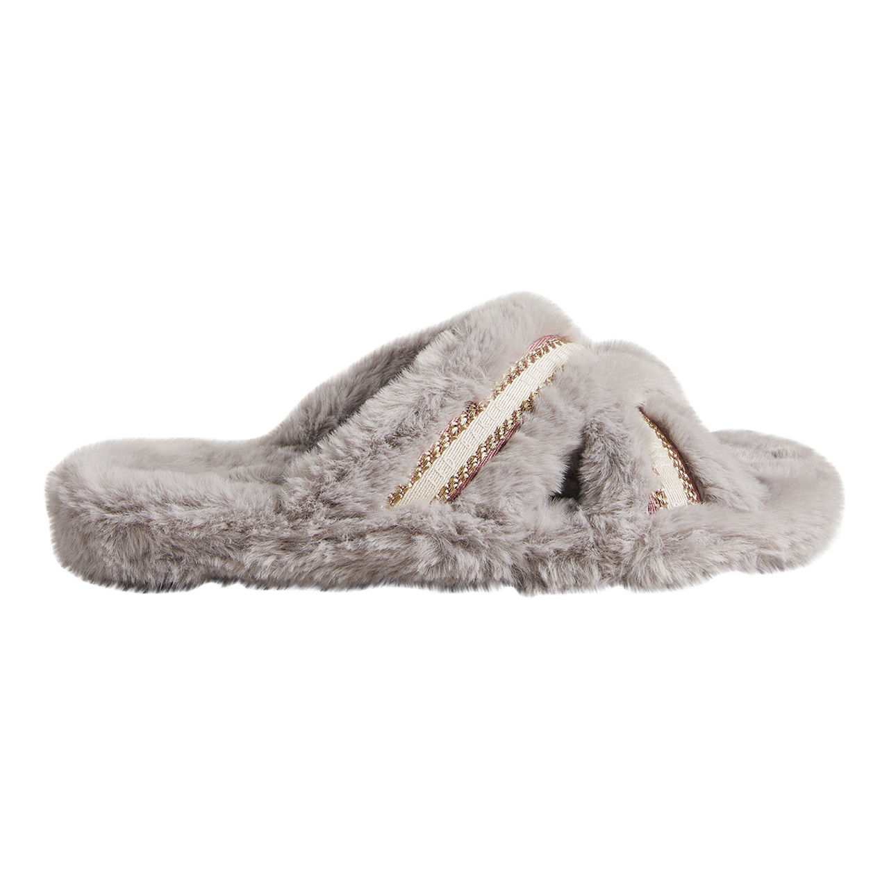 Fur crossover slippers hot sale