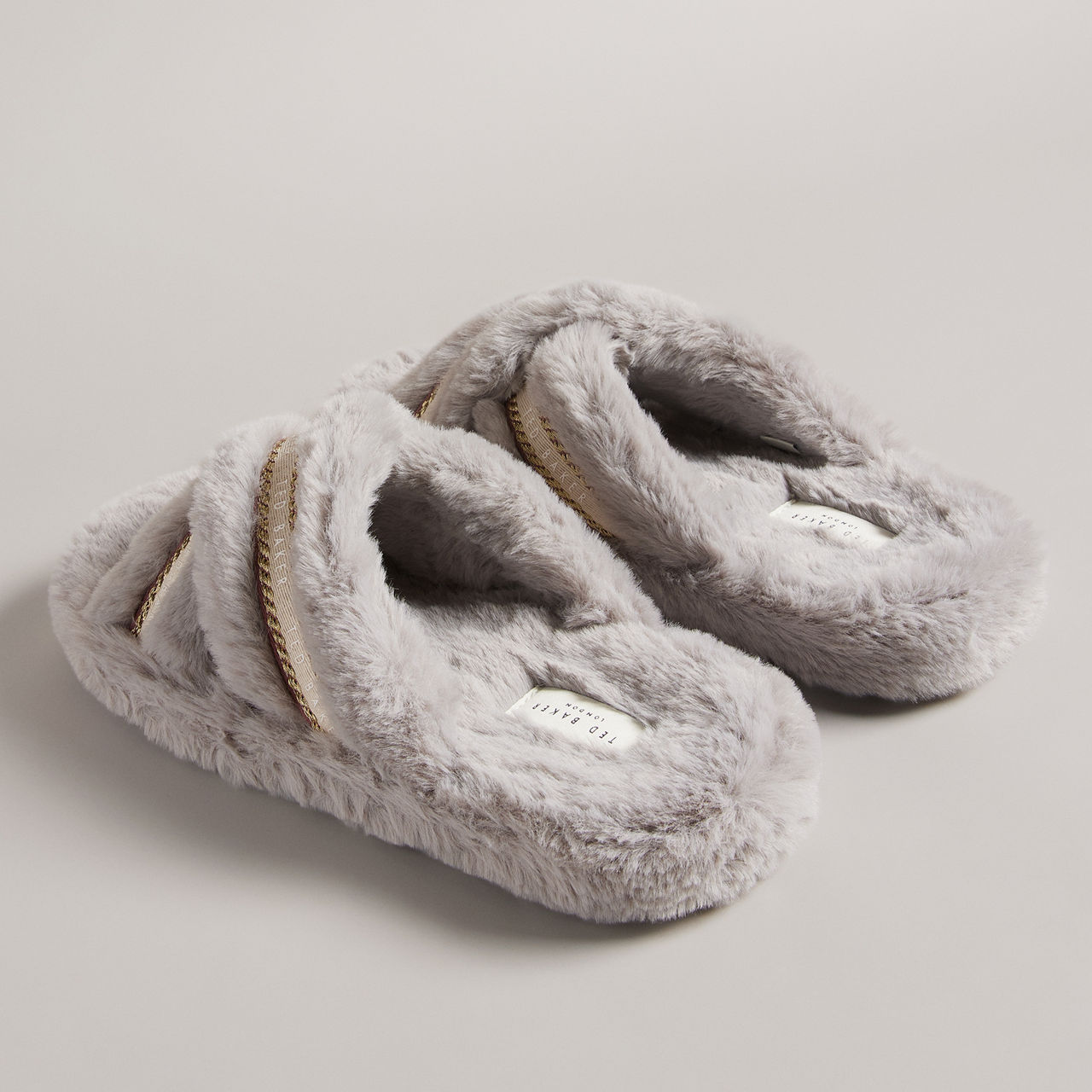 TED BAKER Topply Faux Fur Crossover Slippers