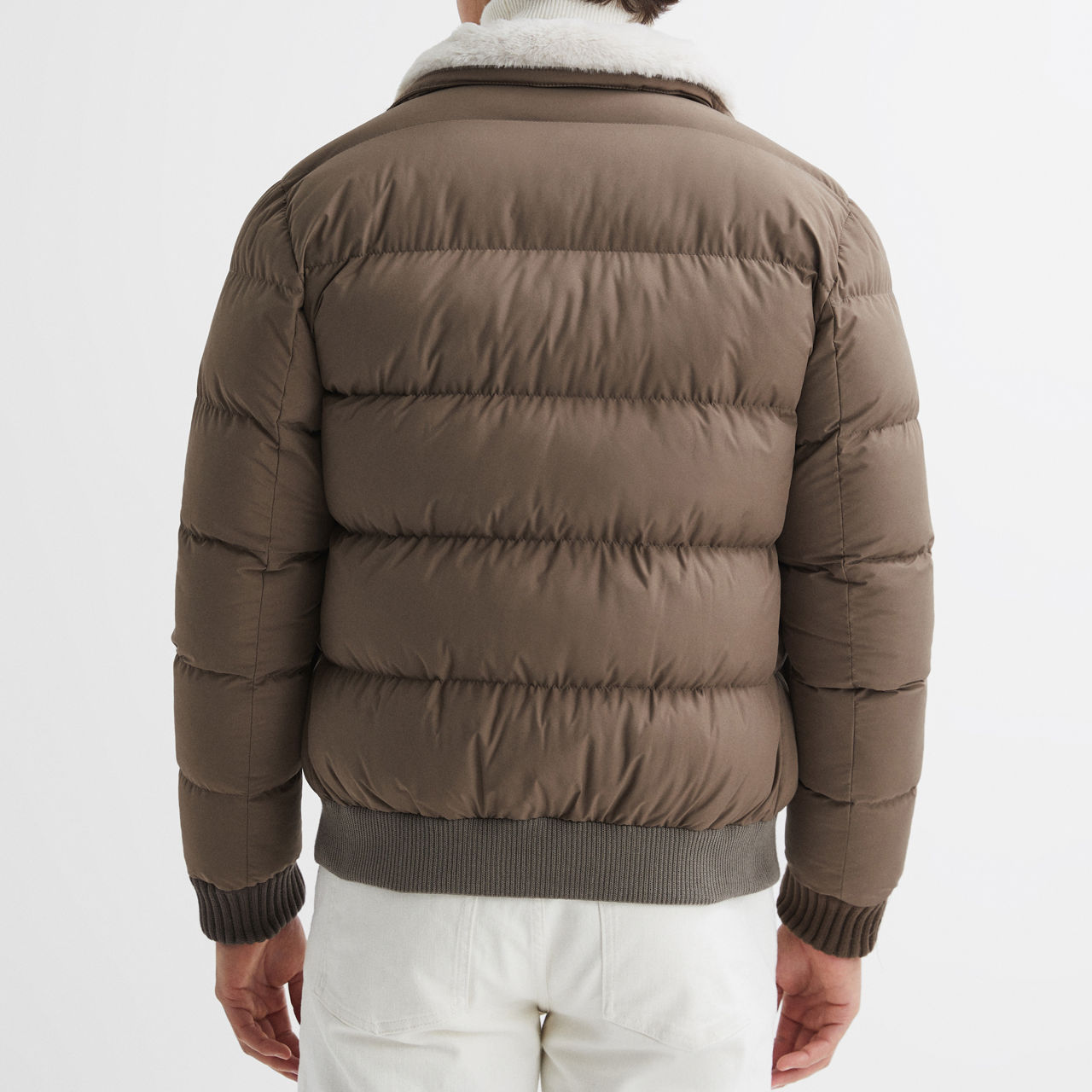 REISS Mist Padded Faux Fur Coat