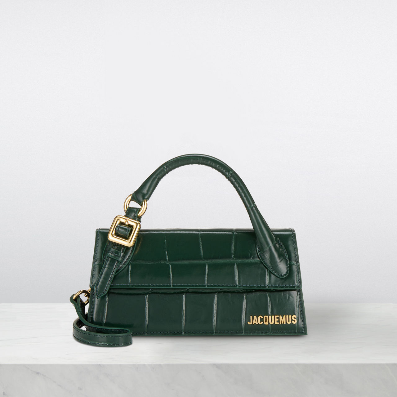 JACQUEMUS Le Chiquito Long Croc Embossed Top Handle Bag