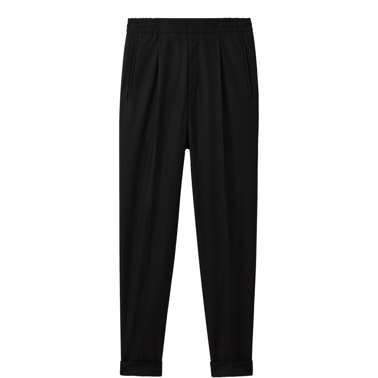 Black Elasticated-waist pinstripe-twill trousers, Giorgio Armani