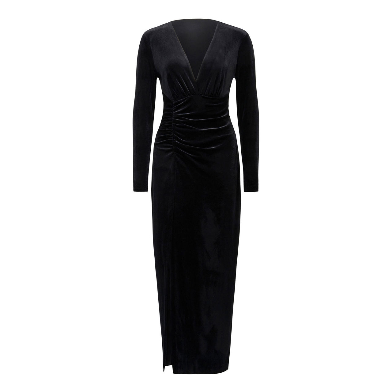 Marisa Plunge Neck Velvet Midi Dress