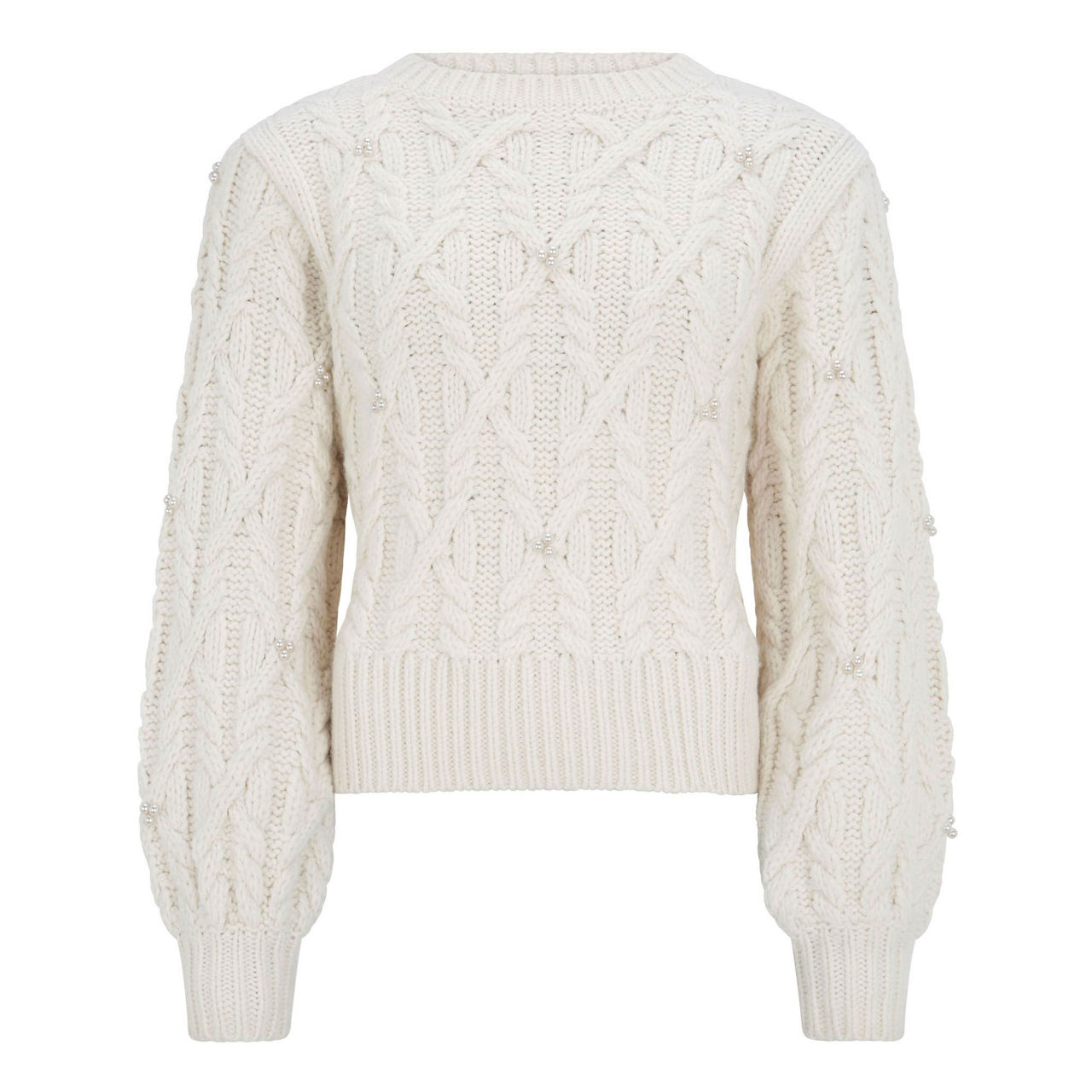 Mint Velvet Pearl Cable Knit Jumper in Natural