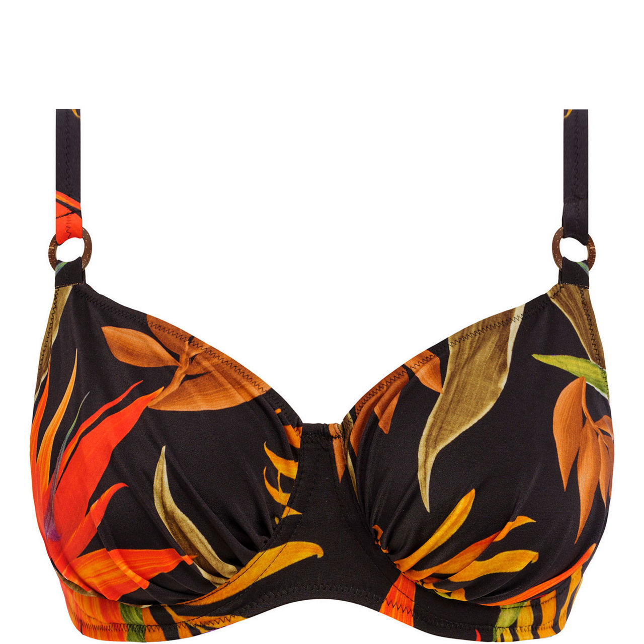 Koh Lipe Black & Cream Full Cup Bikini Top from Fantasie