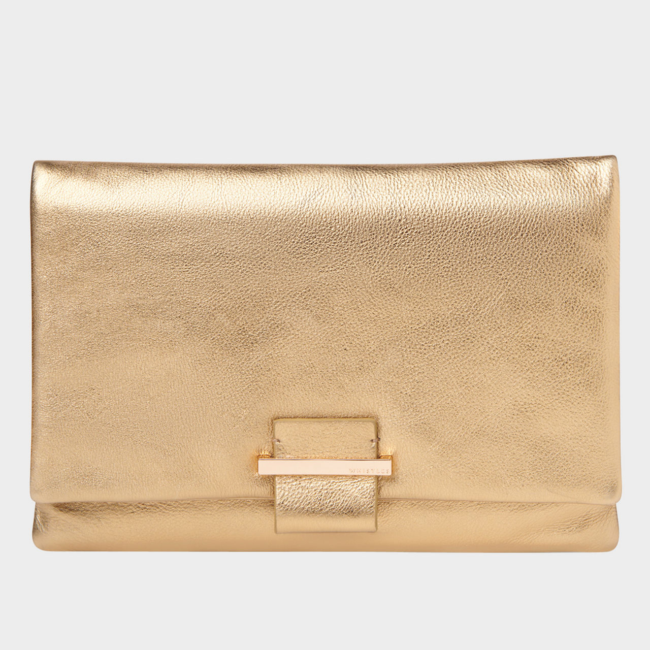 Metallic on sale leather clutch