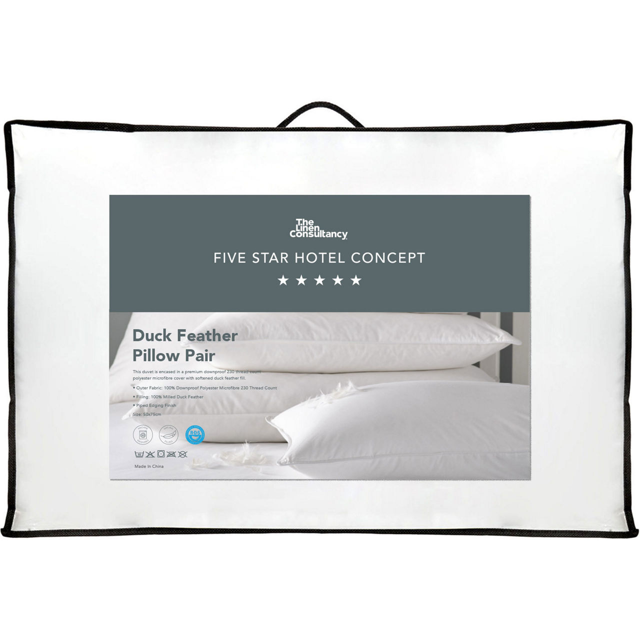 5 Star Hotel Concept Milled Duck Feather Pillow Pair