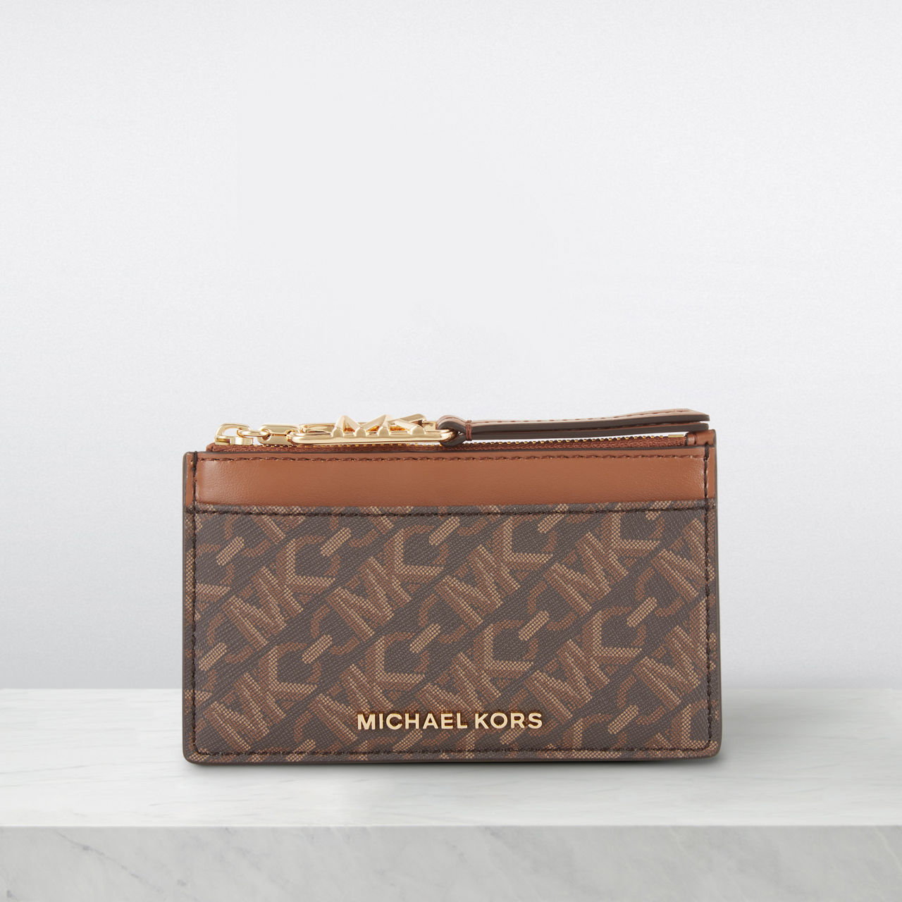 Michael kors brown outlet logo wallet