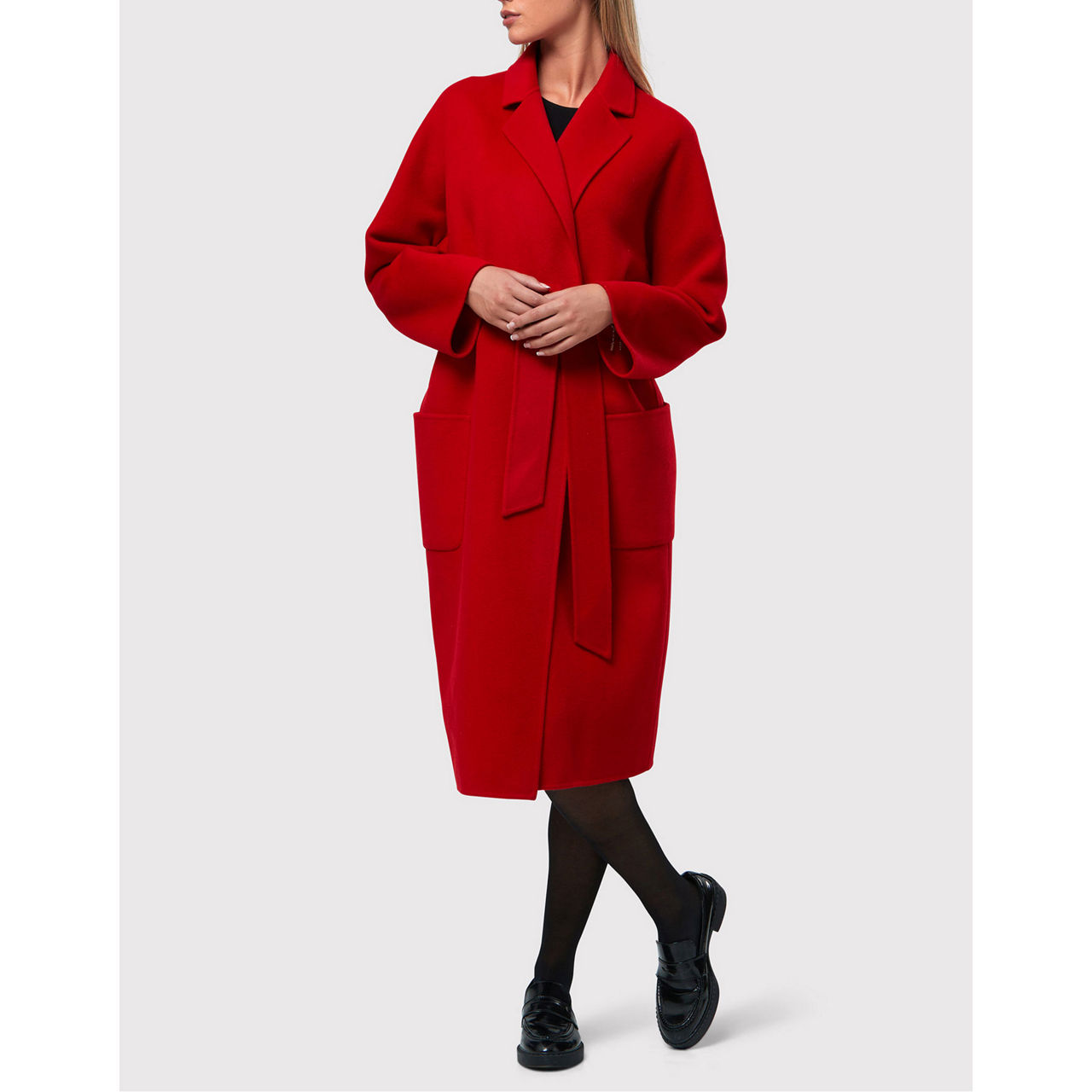 HELEN MCALINDEN Irish Designer Zola Cherry Red Cashmere Coat Cherry Red