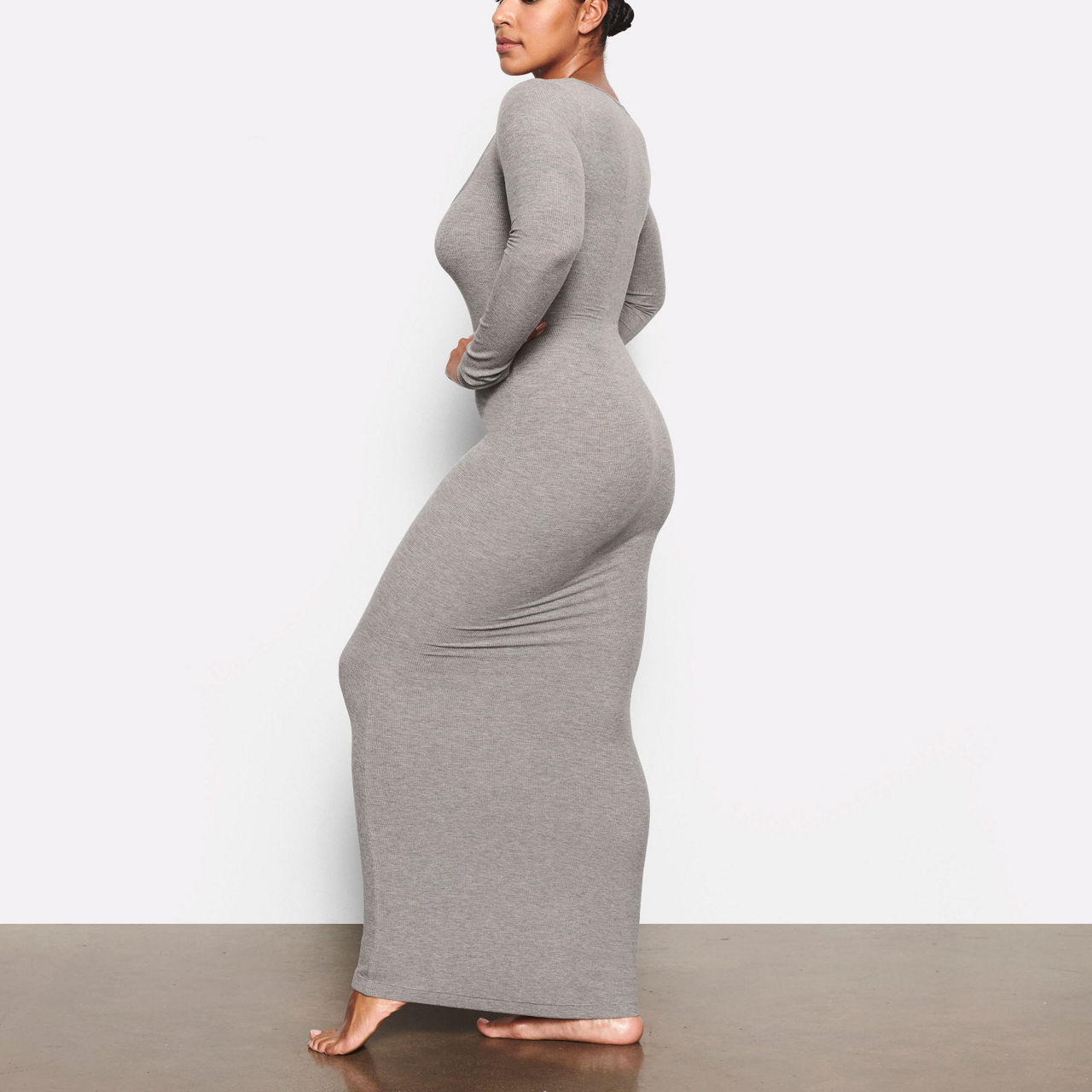 SKIMS Long Sleeve Dress Heather Grey