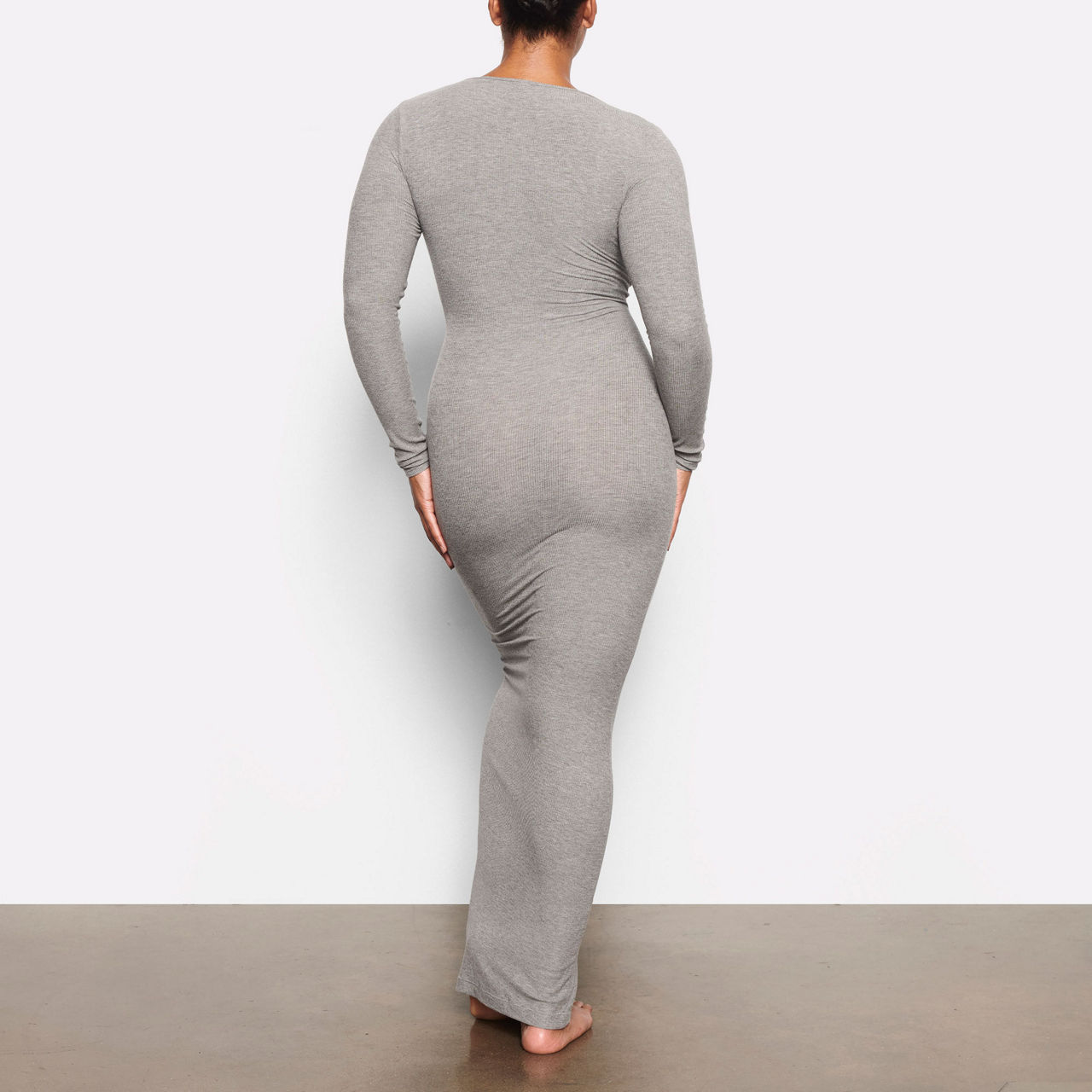 SKIMS SOFT LOUNGE Long Sleeve Dress Heather Grey - Grey