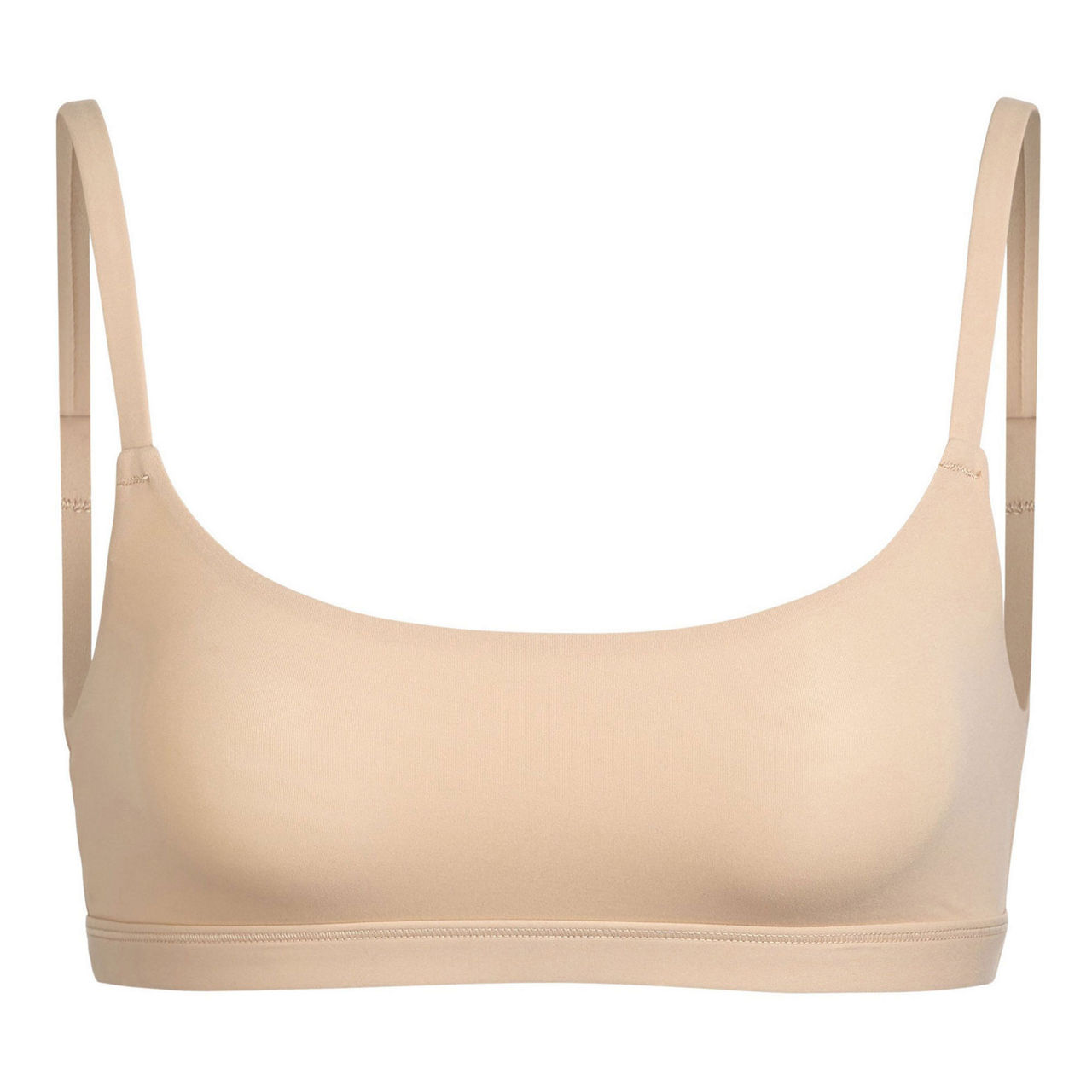 BROWN Cotton Rib Scoop Bralette