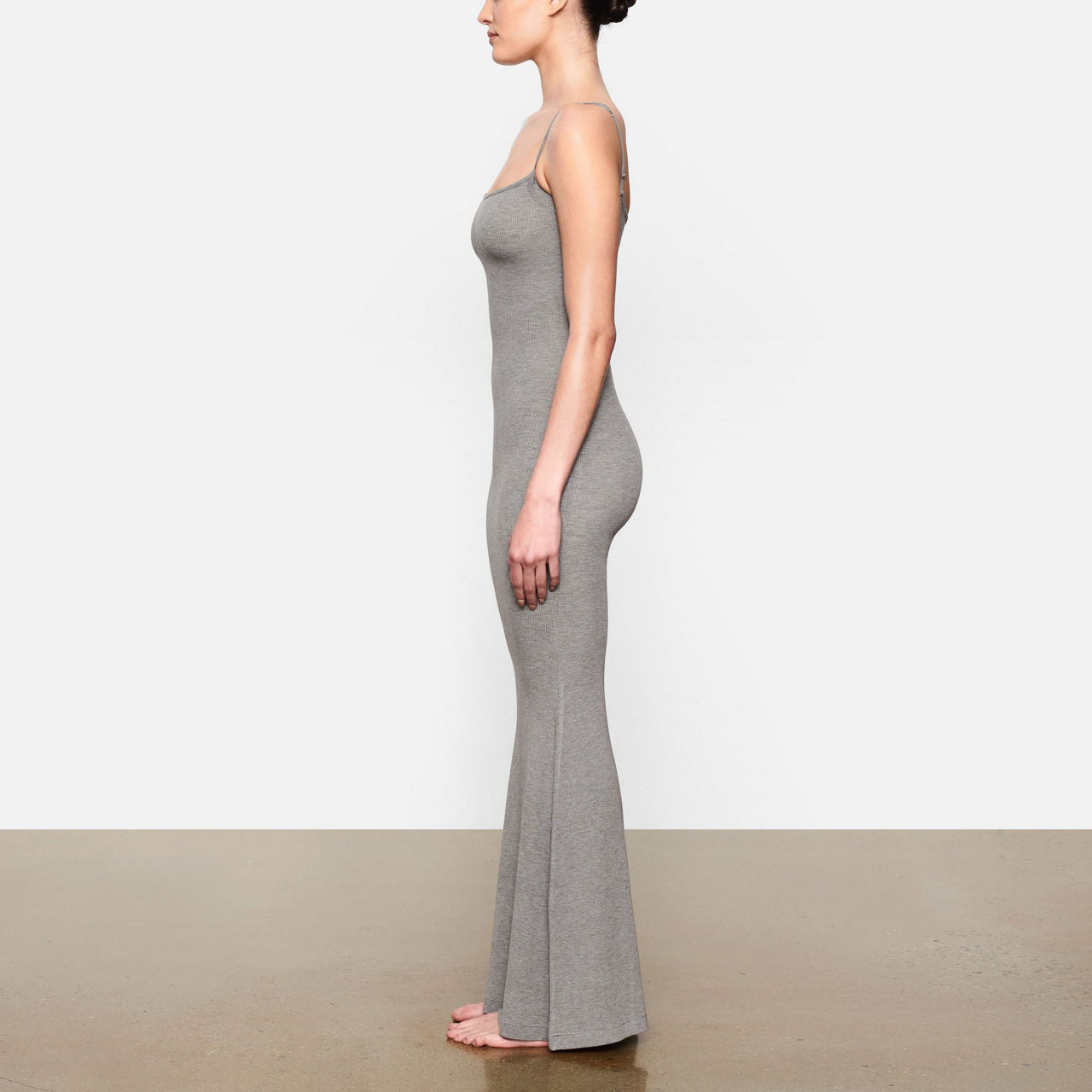 SKIMS SOFT LOUNGE Long Slip Dress Heather Grey - Grey