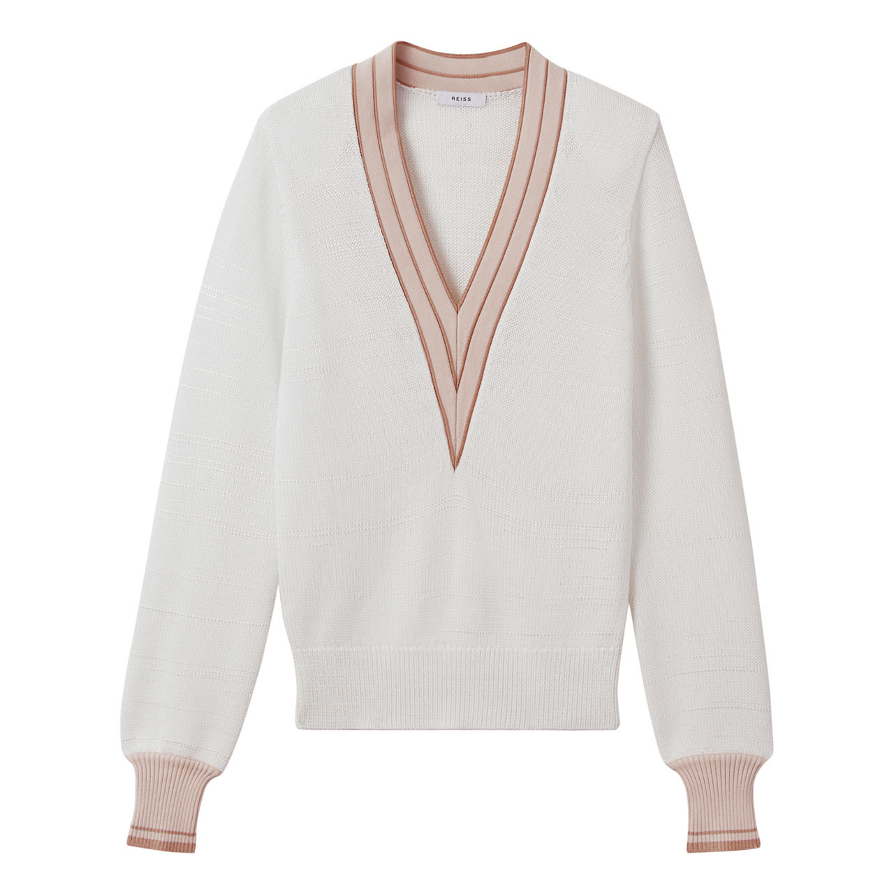 Striped trim sweater sales