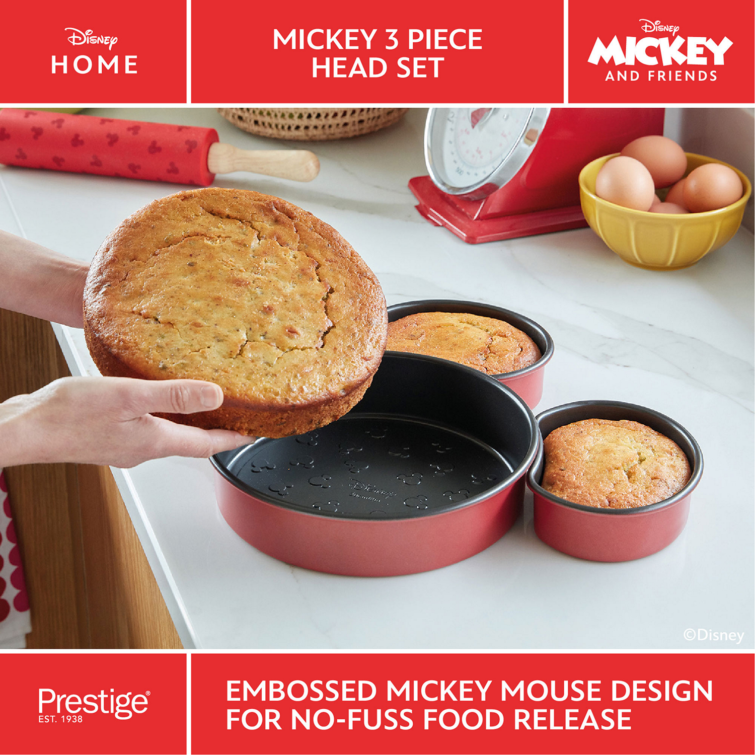 Prestige X Disney Bake with Mickey Head Three Piece Set