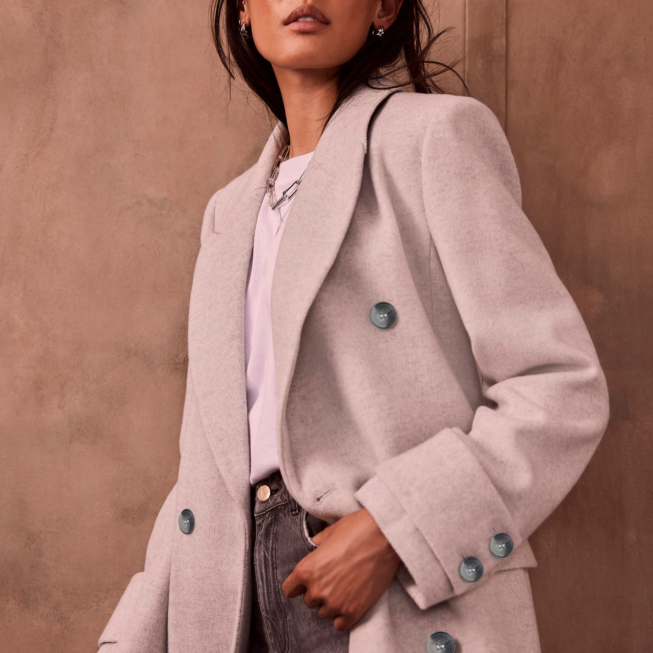 Tailored double breasted coat deals