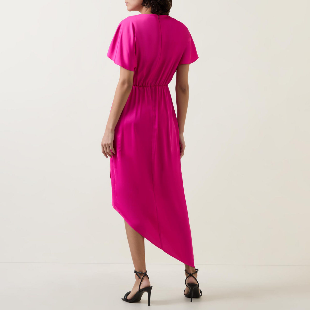 Pleated Asymmetric Wrap Dress