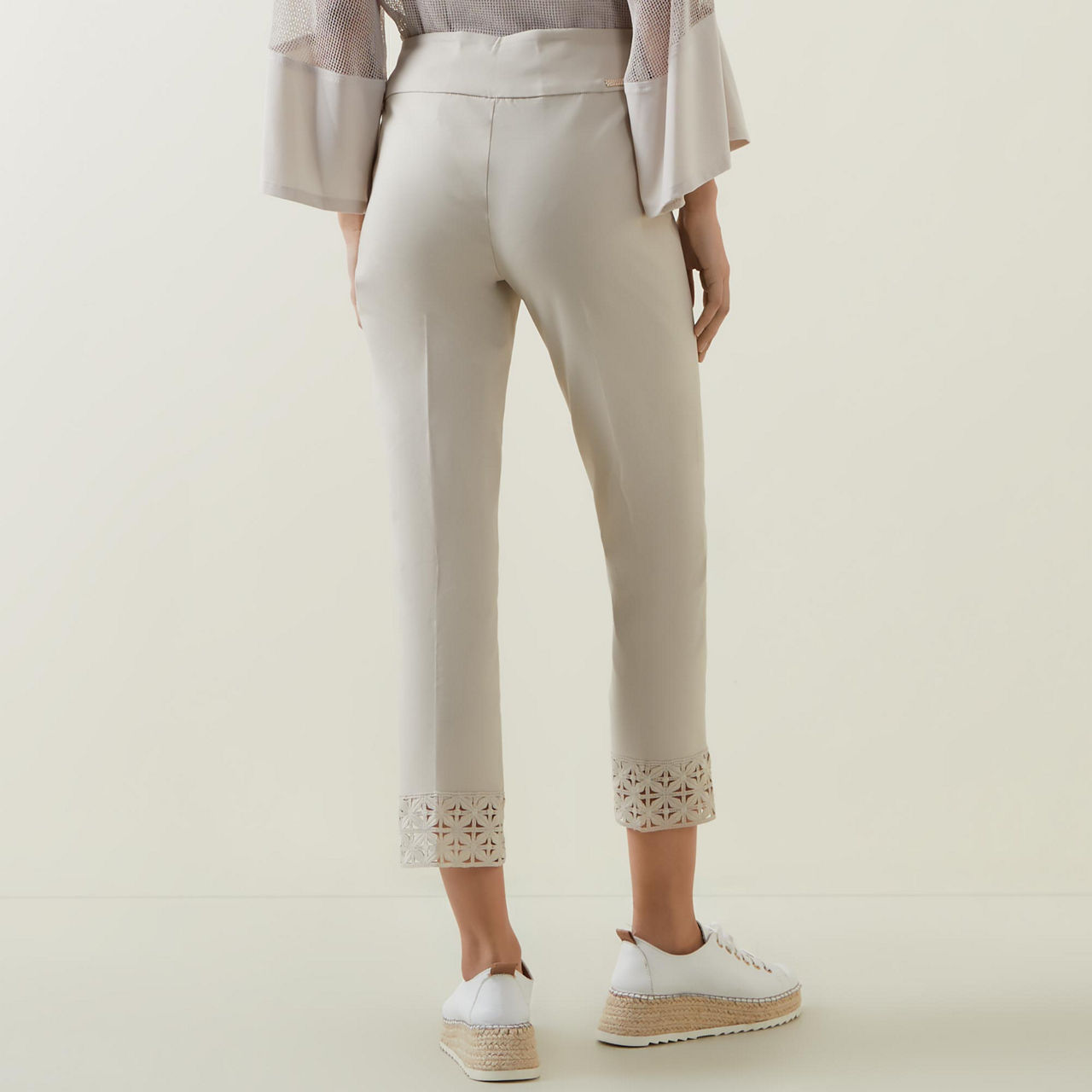 Cropped Belted Trousers in Pine Cloud - 2530105