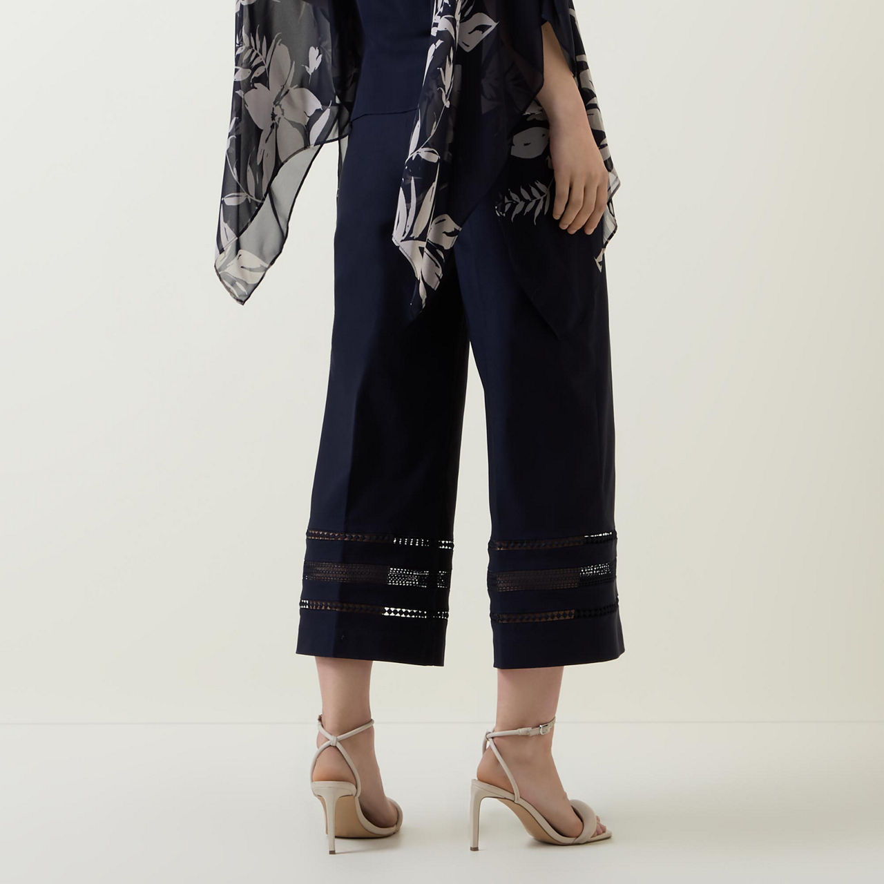 Multi Floral Print Pompom Lace Poncho Top