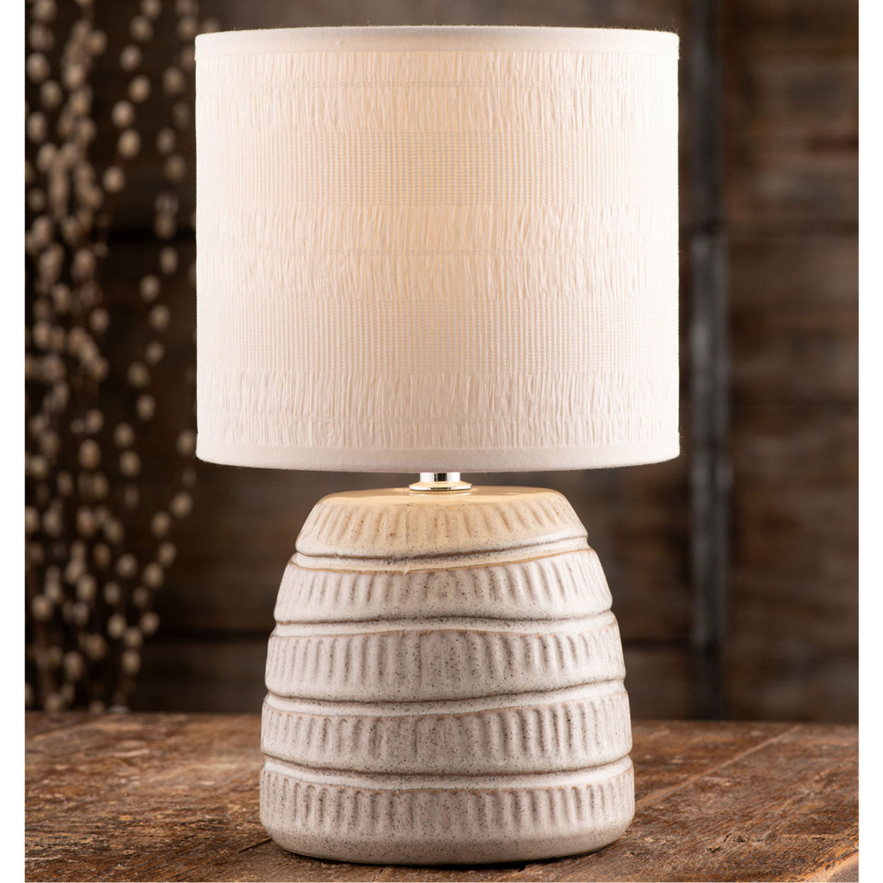 BELLEEK Niva Table Lamp Cream Gray
