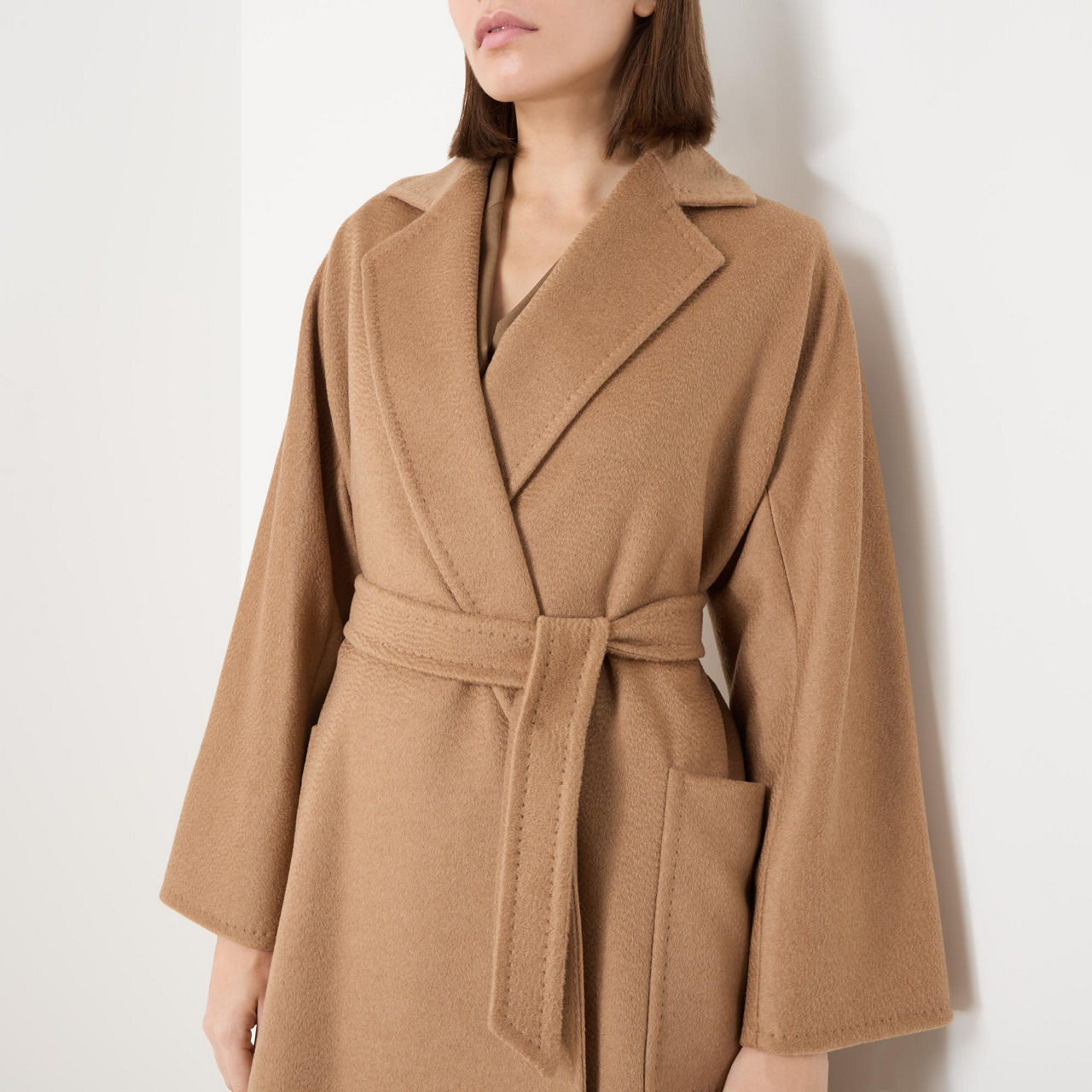 Olea belted camel hair coat