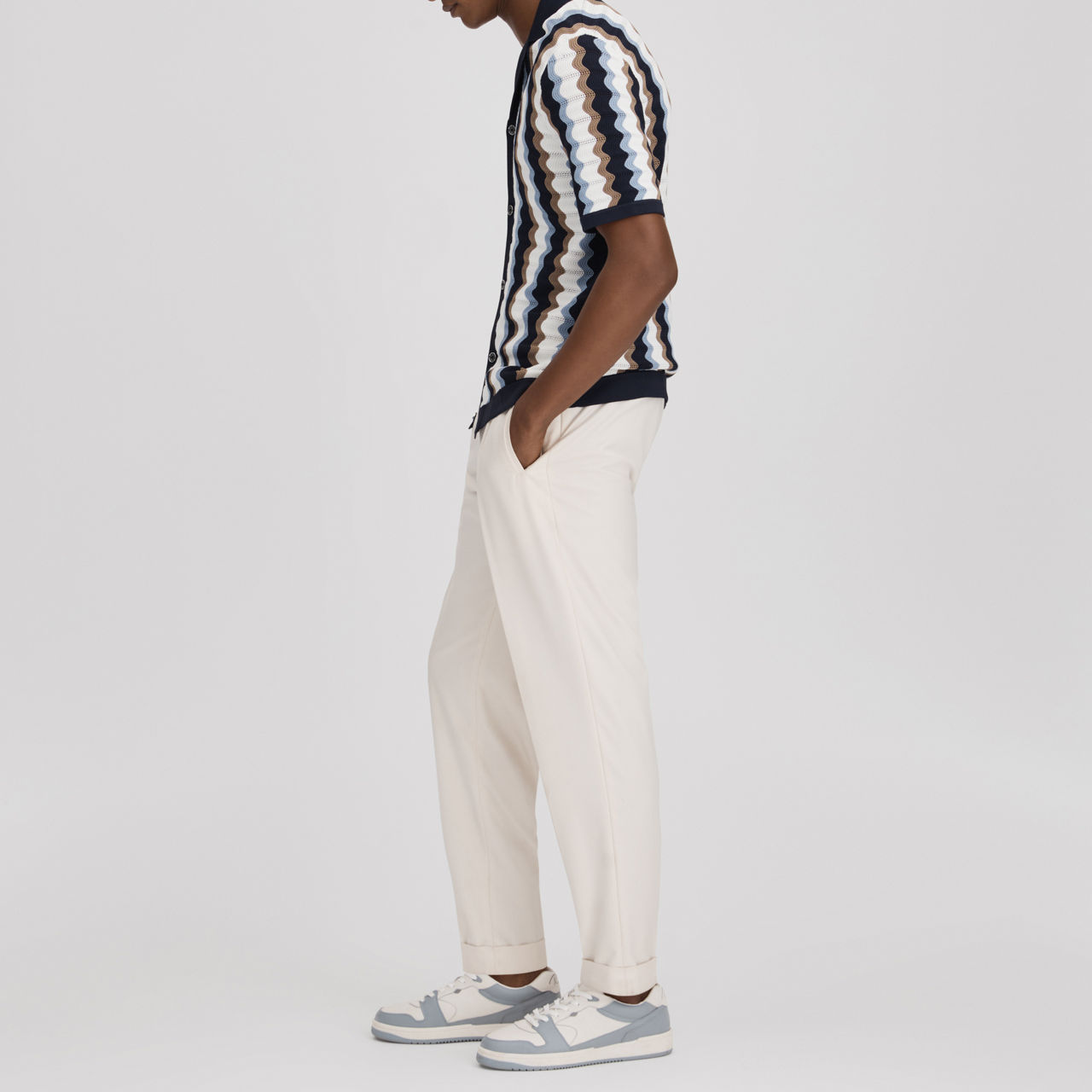 REISS Wave Pattern Cuban Shirt