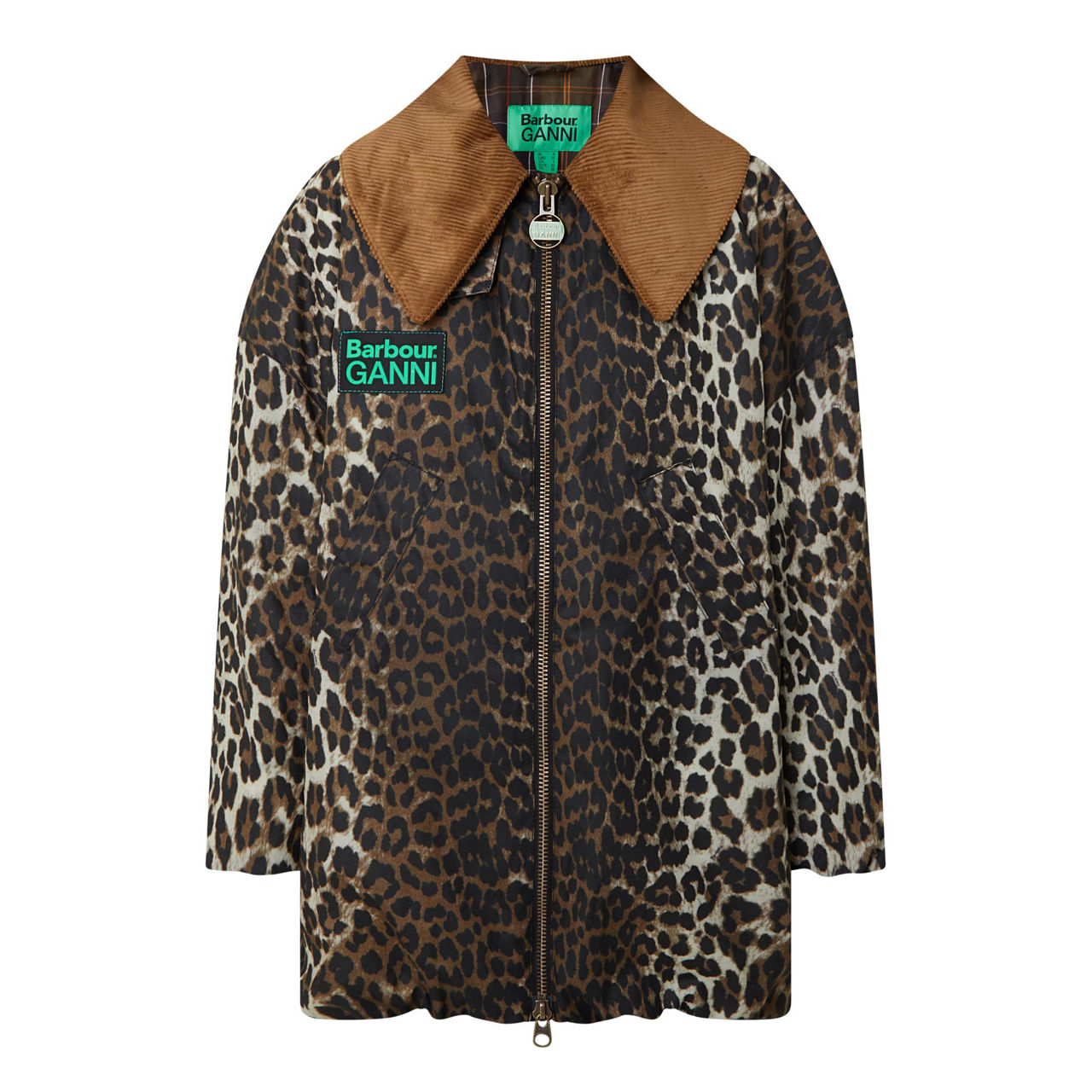 BARBOUR Leopard Print Wax Bomber Jacket