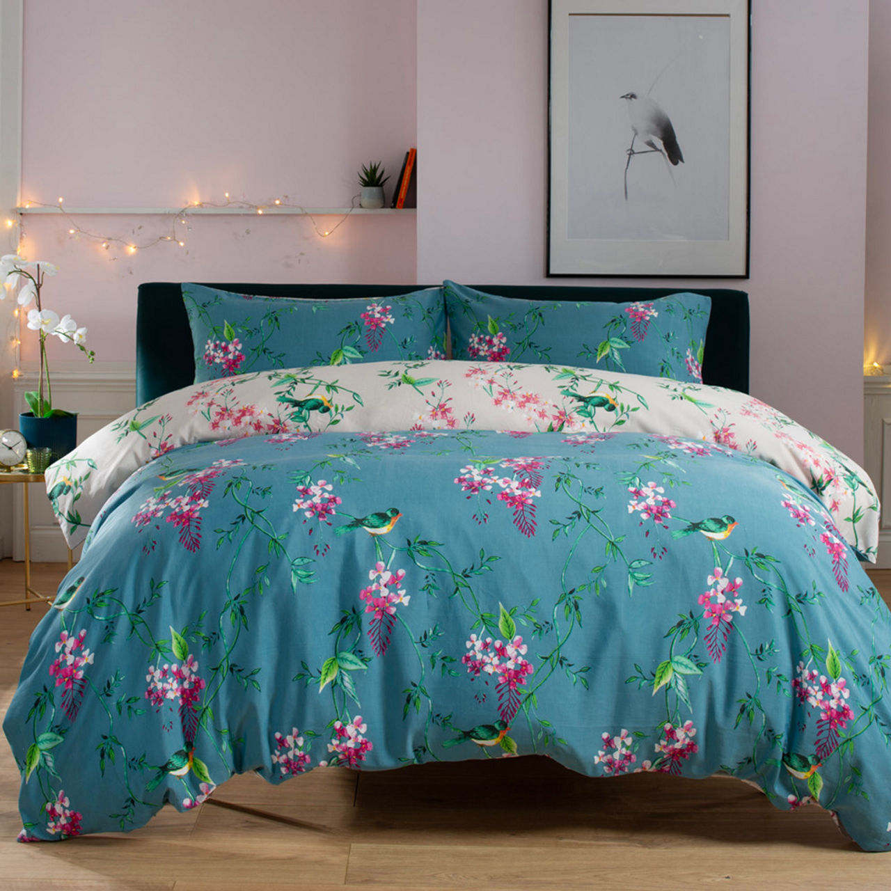 Bird Garden Duvet Set Teal