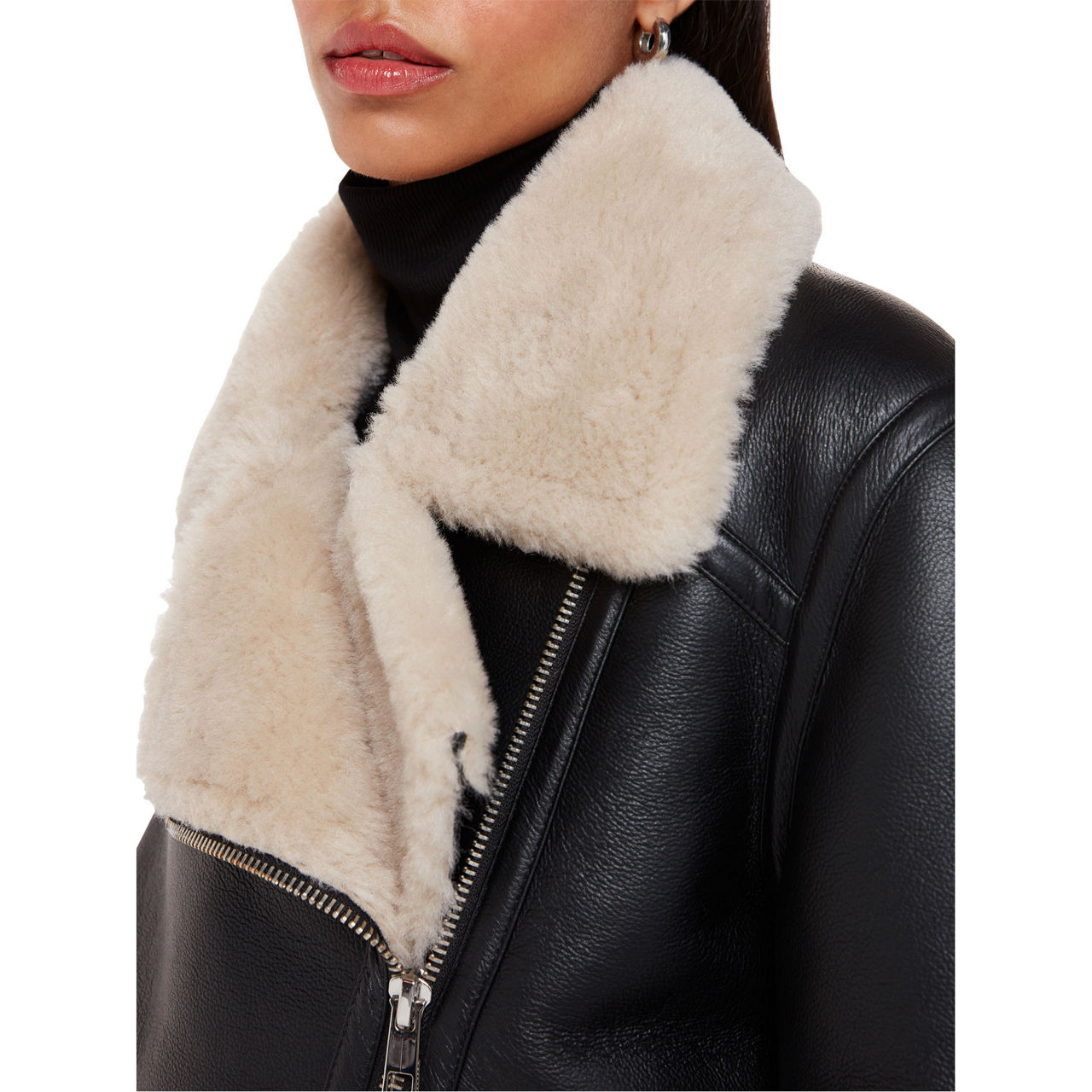 WHISTLES Faux Fur Aviator Jacket