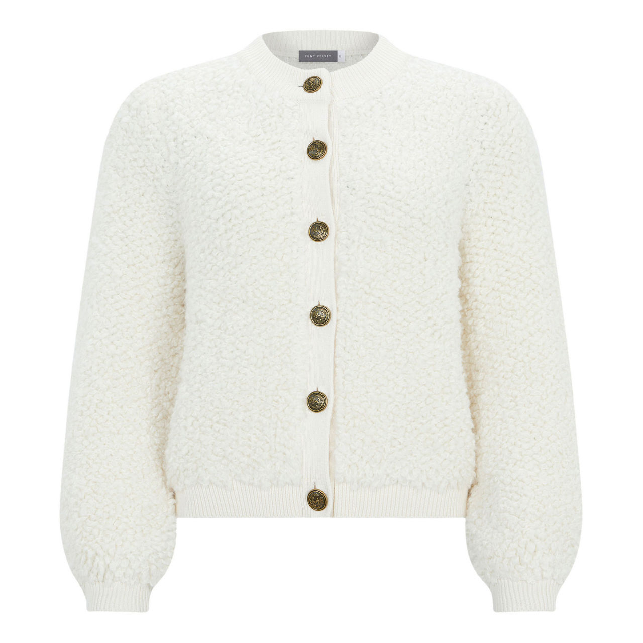 BOUCLE KNIT CARDIGAN - CREAM