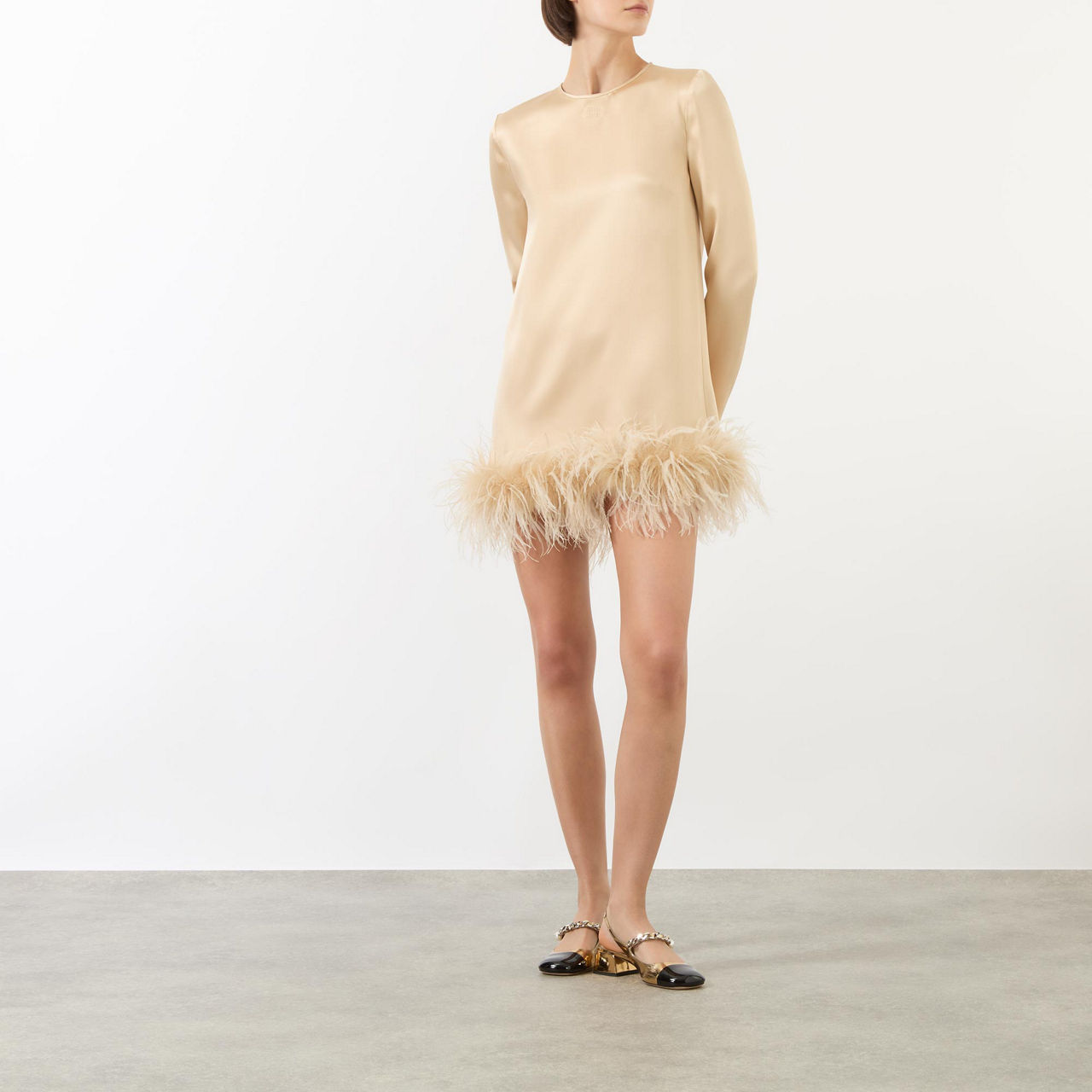 Miu miu feather dress hotsell