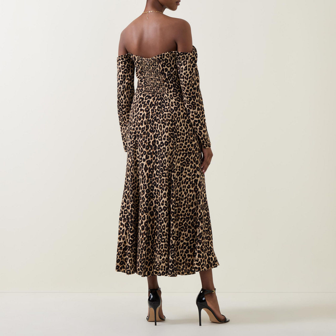 Midi length outlet leopard print dress