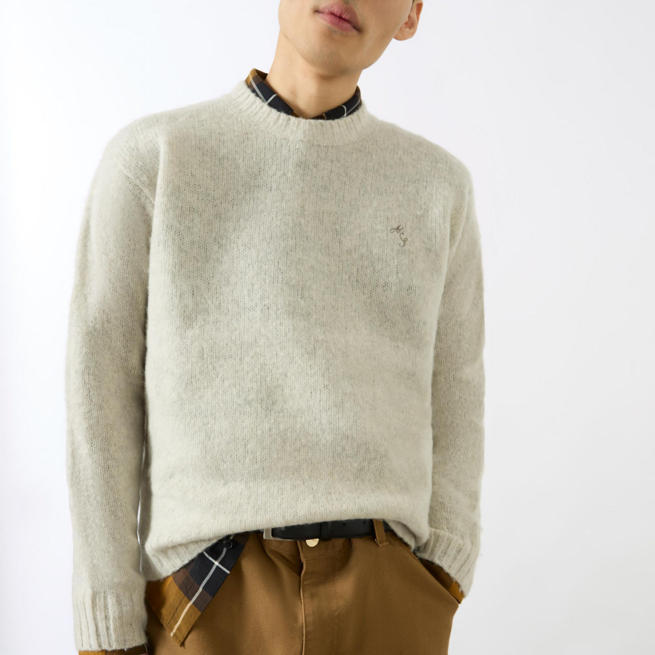 ACNE STUDIOS The Sustainable Edit Logo Brushed Finish Sweater Light Grey