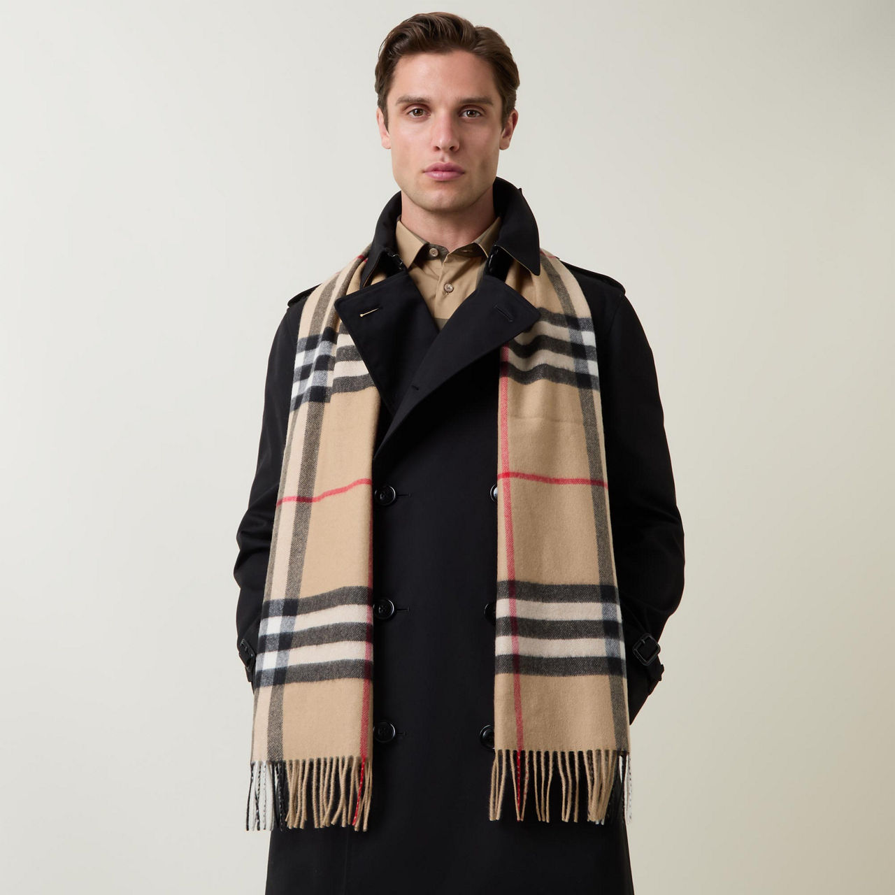 BURBERRY Check Print Cashmere Scarf