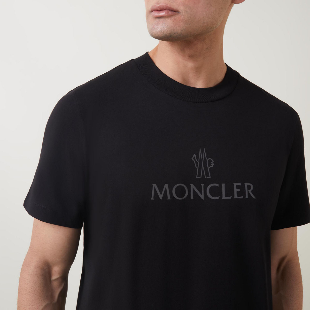 Moncler black logo t shirt sale