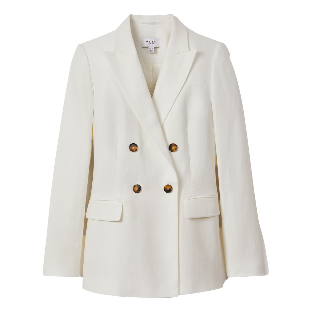 REISS Lori Double Breasted Tailored Blazer WHITE