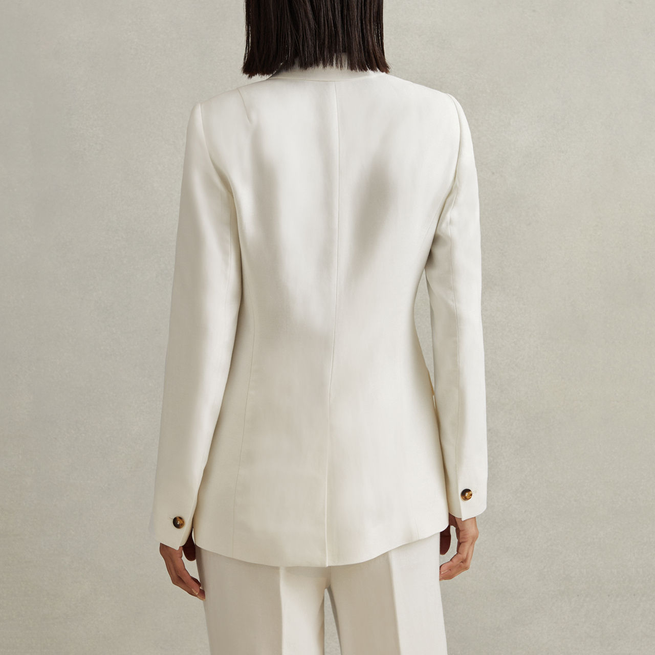 REISS Lori Double Breasted Tailored Blazer WHITE