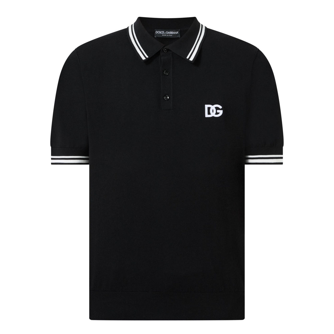 DOLCE GABBANA DG Logo Tipped Polo Shirt