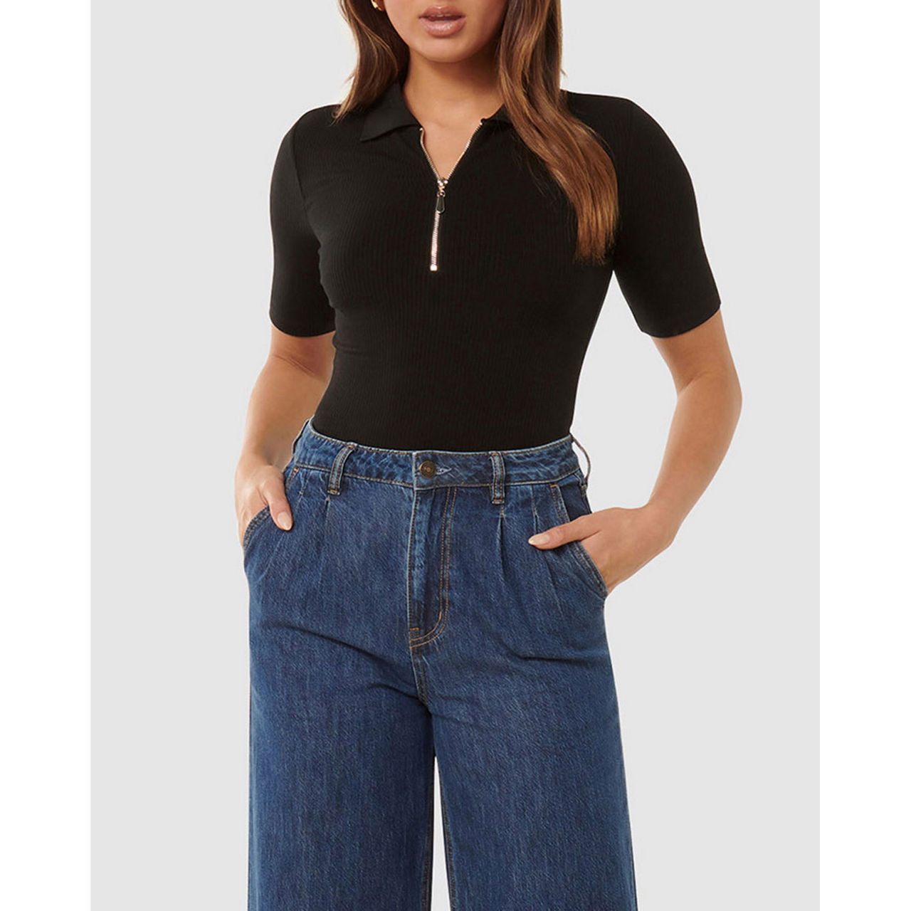 FOREVER NEW Mai Zipped Polo Top